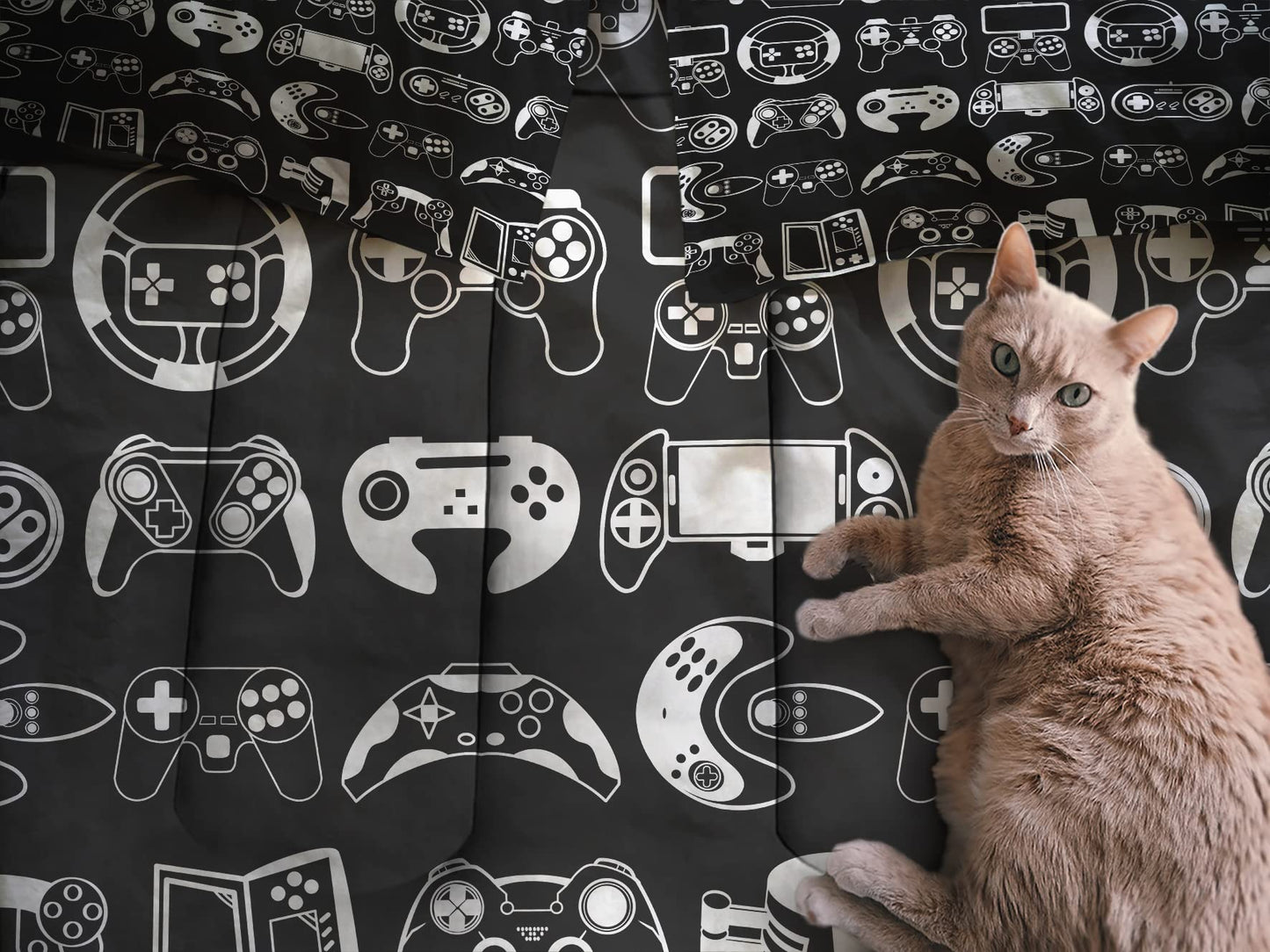 Sunnycitron Kids Comforter Sets Gamer Bedding Sets for Boys Teens Gaming Twin Bed Game Controller Room Decor,1 Comforter 2Pillowcase