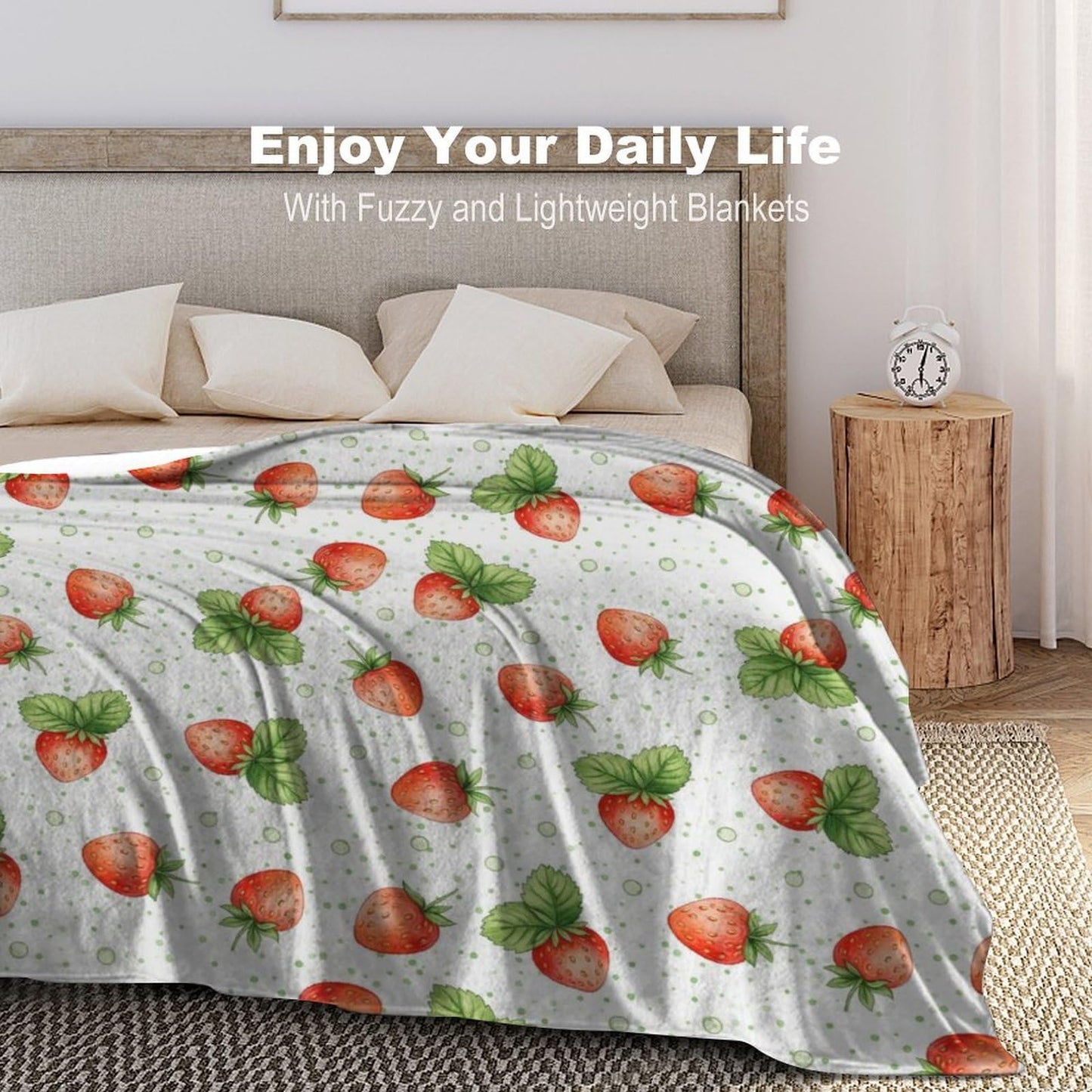 Meaudiwes Fashion Blanket Carpet, Flannel Blanket Winter Warm Blanket for Women Men Compatible with Strawberry Fruit