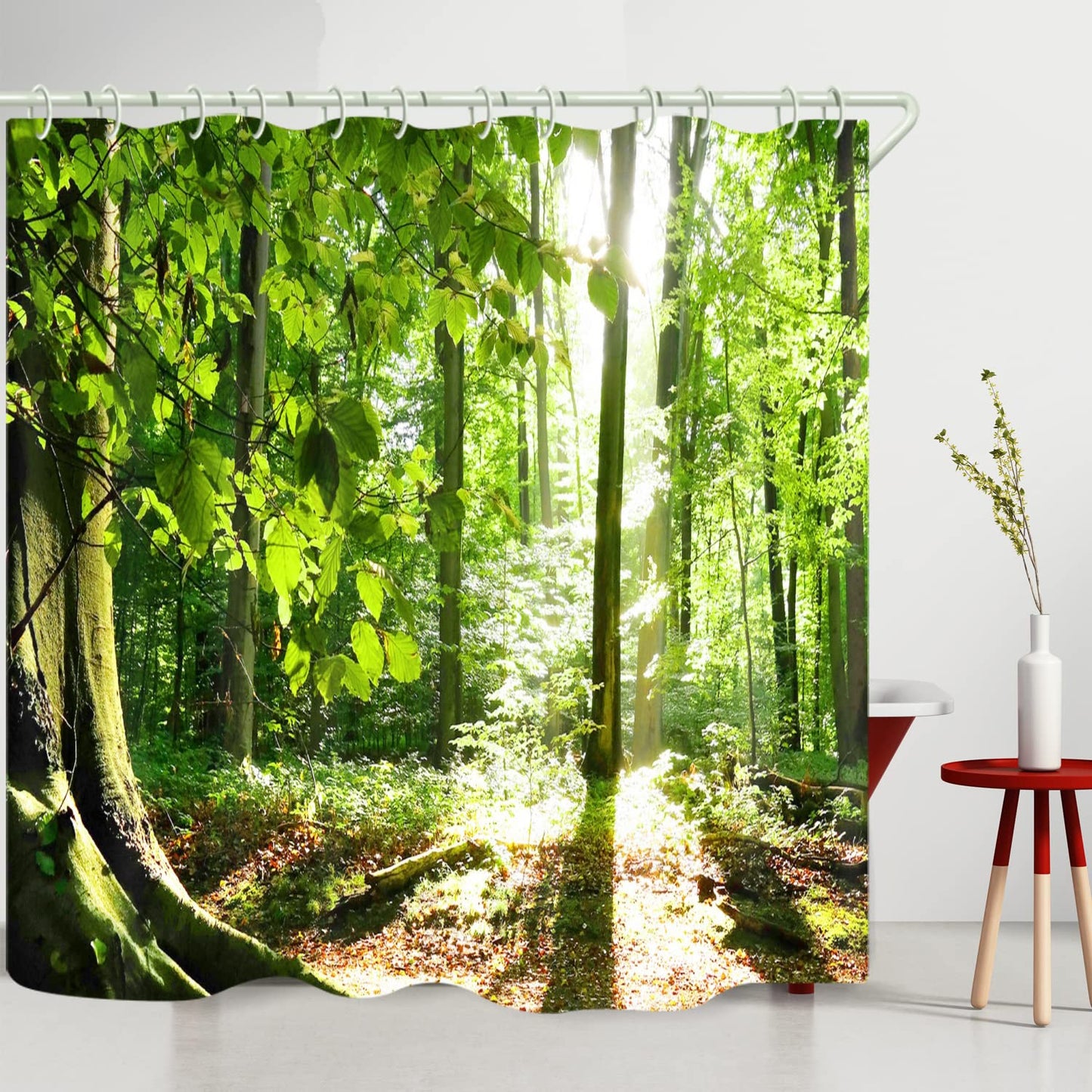 LYFANS Bathroom Uses Tropical Rain Forest 3D Shower Curtain, Bathtub Uses Luxury Standard Shower Curtains 72x72 Inches, Waterproof Washable Fabric Shower Curtain with 12 White Hooks.