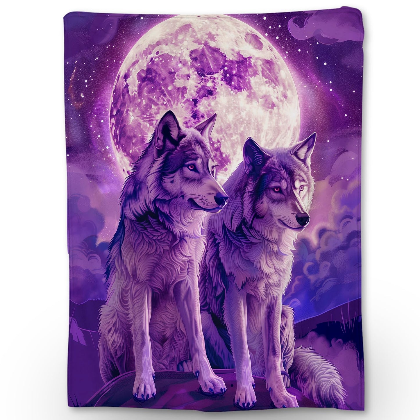 Ti Caldi Mystic Moon Wolf Blanket - Ultra Soft, Lightweight Flannel, Fuzzy and Fluffy, Perfect for Couch, Bed, Travel, Outdoor - Cozy Home Decor - Vivid Night Sky and Wildlife Design 60×50 in