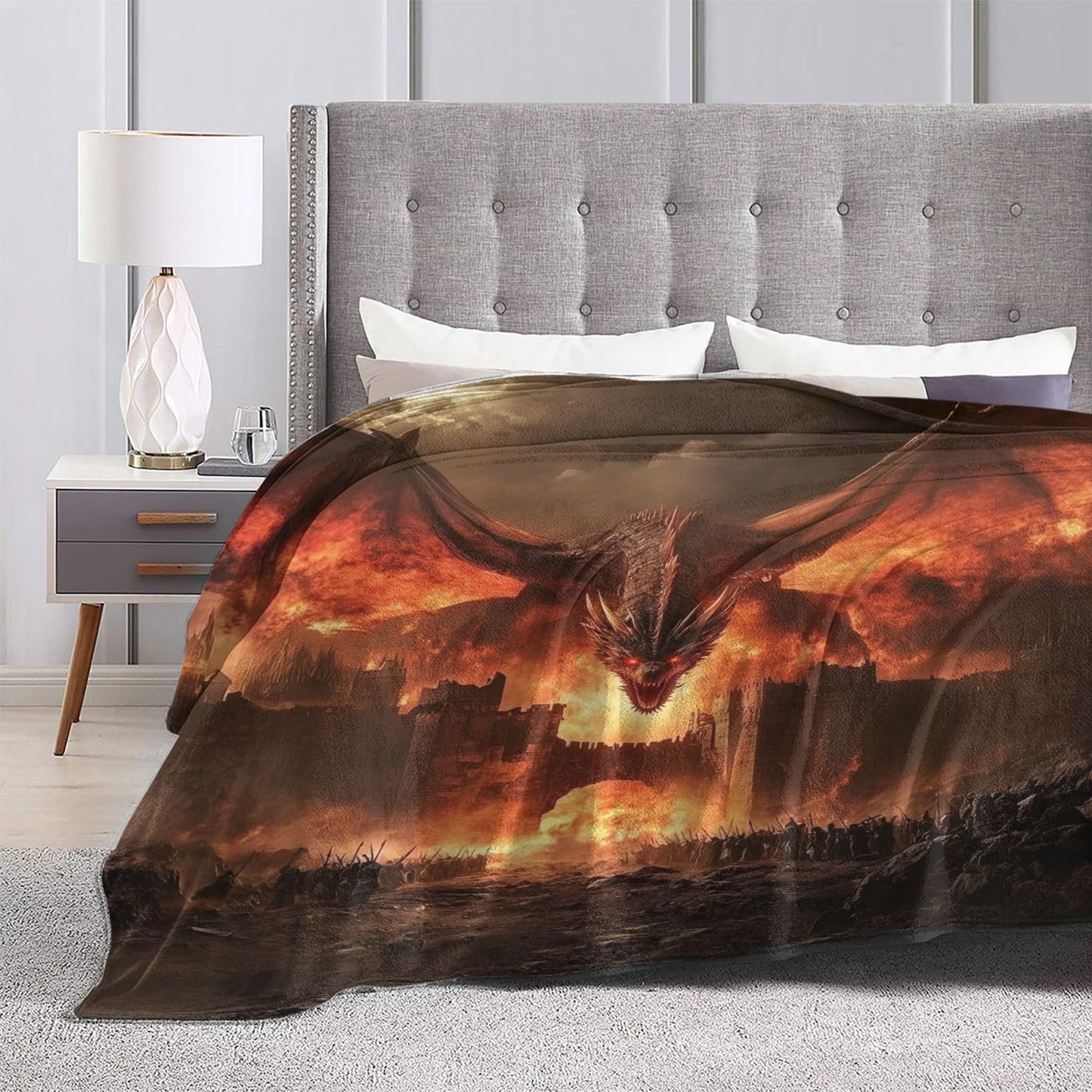 Dragon Blanket Gifts for Kids Adults Boys Girls Lightweight Soft Flannel Throw Blankets Cozy for Dragon Lovers Living Room Sofa Couch Bed Room All Season Decor 50x60in
