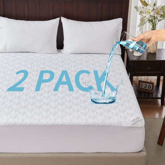 BEDLORE 2 Pack Waterproof Mattress Protector, Full Size Mattress Pad with Deep Pocket 6"-15" Depth, Soft Breathable Bed Mattress Cover for Bedroom, College Dorm (White)