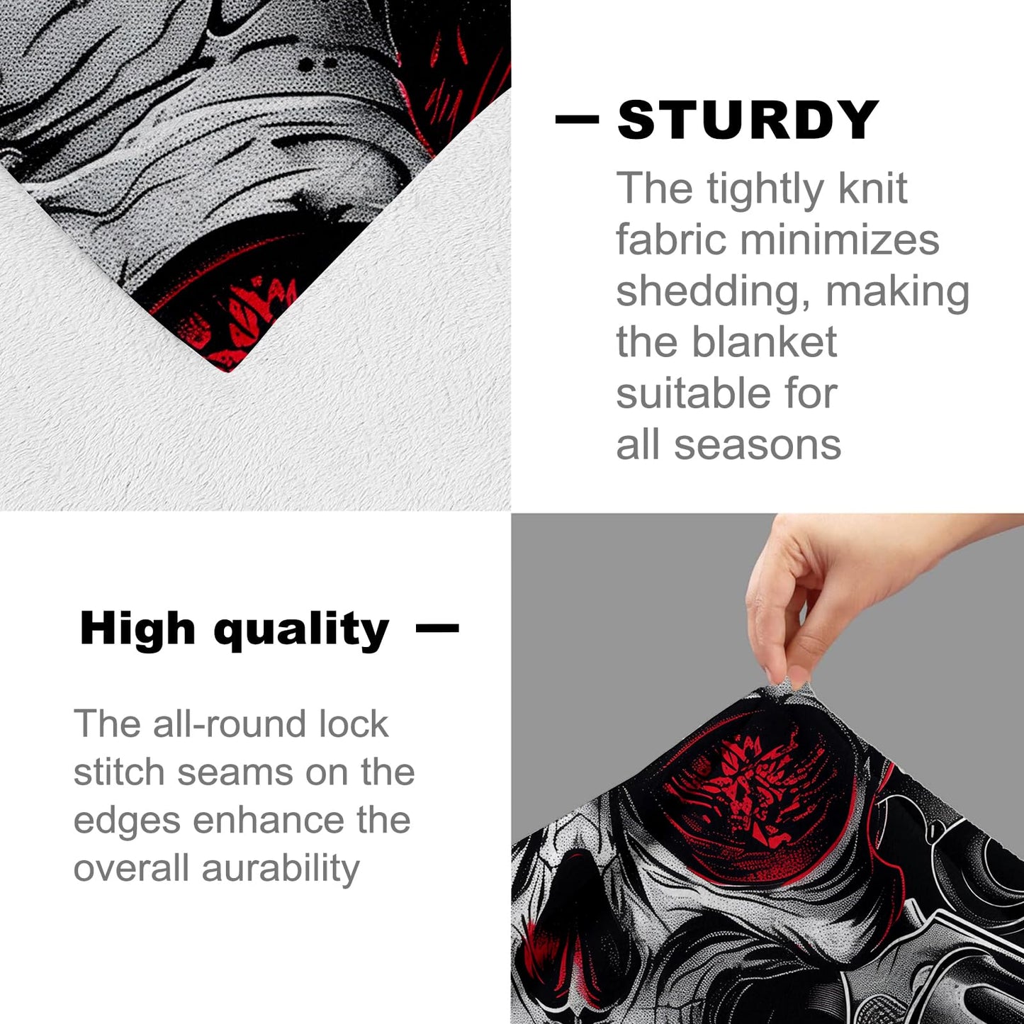 cromcu Skull Blanket for Kids and Adults, Flannel Skeleton Throw Blankets with Black Background for Sofa Couch Bed Living Room Halloween Decor Gifts, Single-Sided Printing, 50x60 Inches
