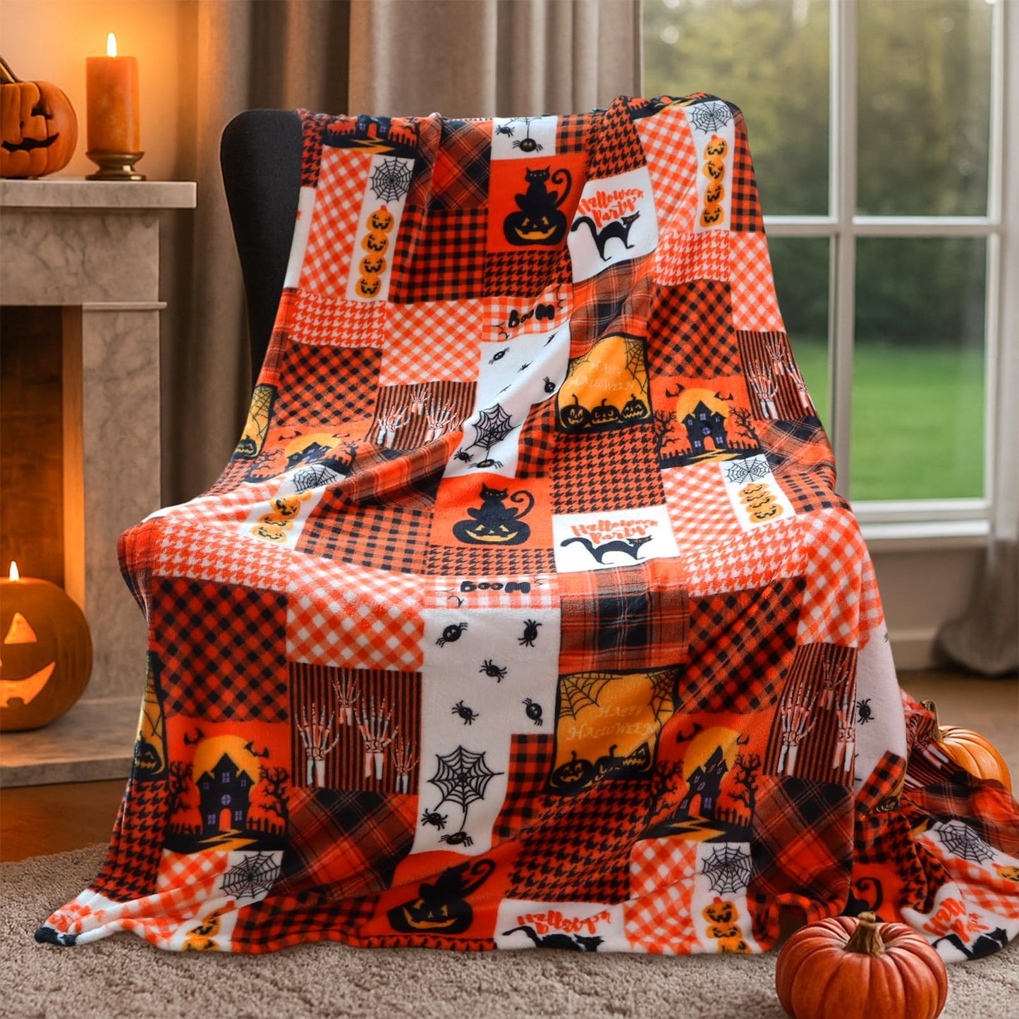HITIME Cozy Blanket Printed Throw Halloween Collection - 300 GSM Fleece for Home Decoration, Ultra Soft Microfiber (Throw - 50" x 60") - J