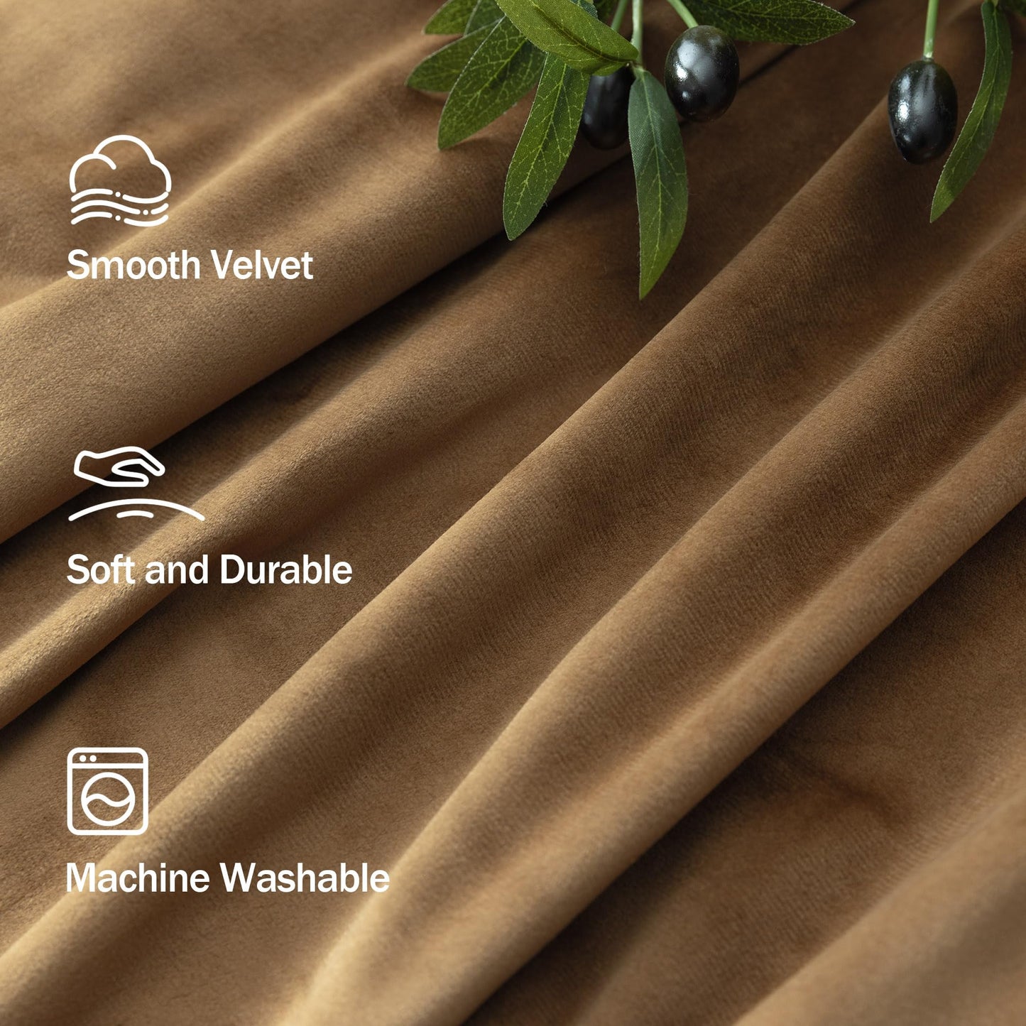 Velvet Curtains 84 Inch Length 2 Panels Set Gold Brown Light Blocking Thermal Insulated Room Darkening Window Drapes Soft Luxury Curtain for Living Room Bedroom Back Tab Pleated Pocket 7ft Long Golden