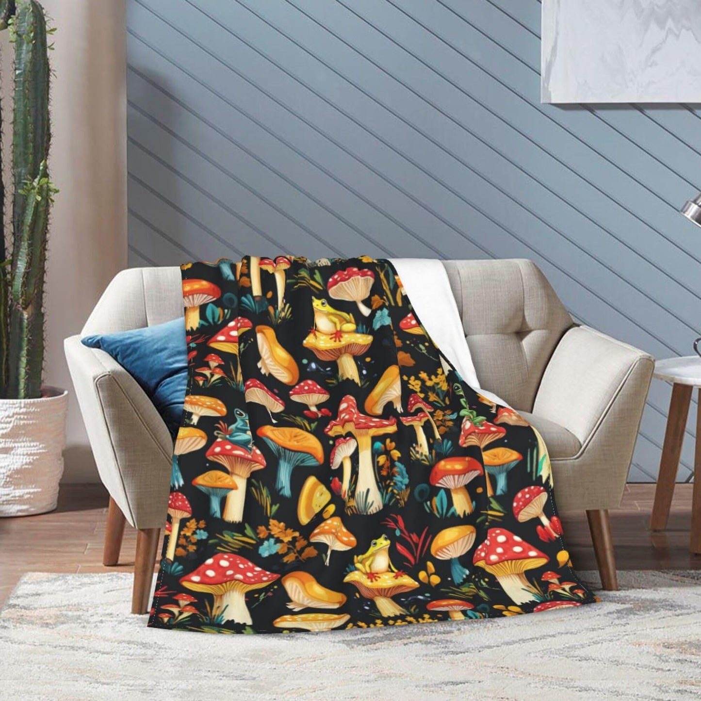 Mushroom Blanket Mushroom Decor Cozy Animal Throw Super Soft Plush Flannel Fleece Blanket Gift for Kids Adults Men Women Ultra Warm & Lightweight Flannel, 50"X40"