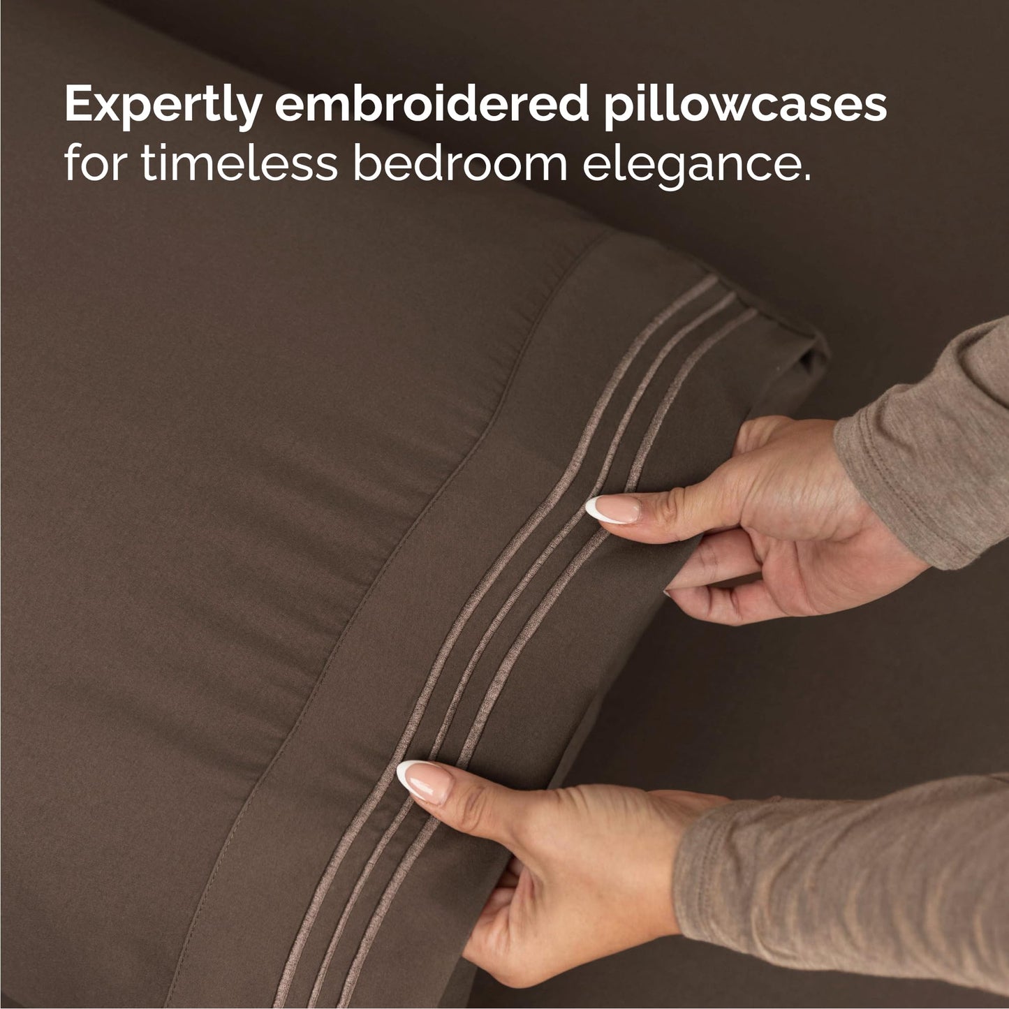 Queen Size 4 Piece Sheet Set - Comfy Breathable & Cooling Sheets - Hotel Luxury Bed Sheets for Women & Men - Deep Pockets, Easy-Fit, Extra Soft and Wrinkle Free Sheets - Brown Oeko-Tex Bed Sheet Set