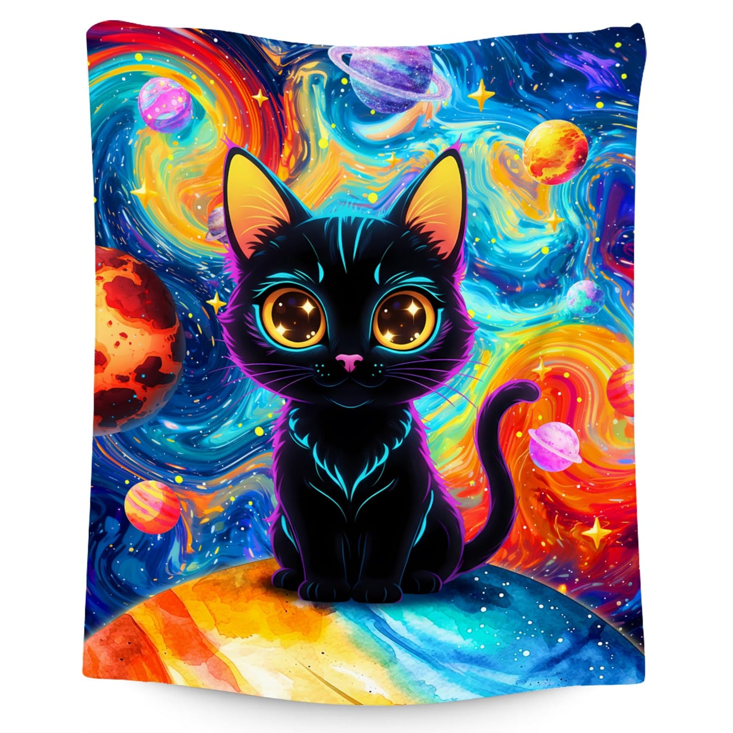 XaocNyx Cat Blankets for Cat Lovers - Girls Blanket for Toddler/Kids - Lightweight Planet Throws Gifts for Office Couch - 30"x40"