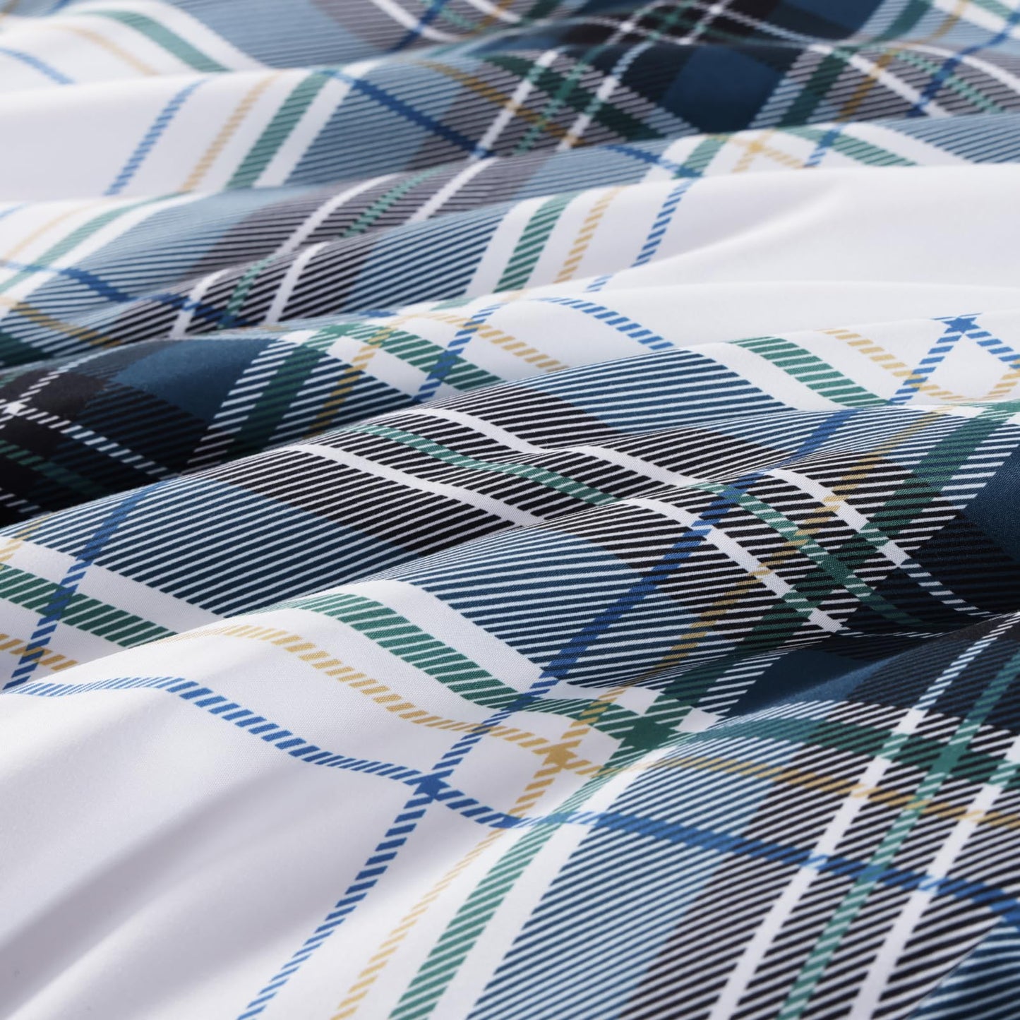 MaiRêve Queen Size Plaid Comforter Set Blue White, Classic 7 Pieces Farmhouse Bedding Set, All Season Lightweight Bed in A Bag with Sheets, Pillowcases & Shams