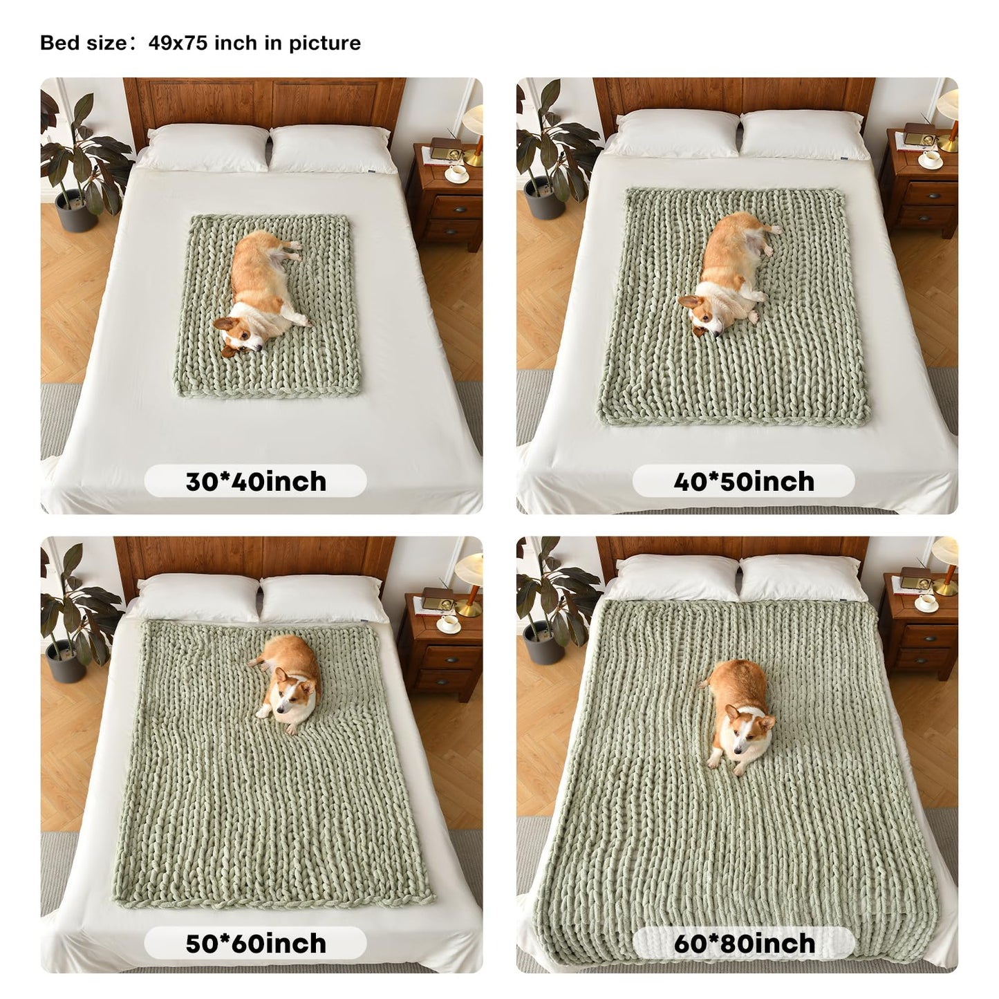 Feabuccy Soft Chunky Knit Blanket, 40X50 Inch Handmade Thick Chenille Yarn Throw Without Shedding & Raveling, Aesthetic & Cozy Home Decor with Couch Sofa Bed, Gift Pack, Airy Blue