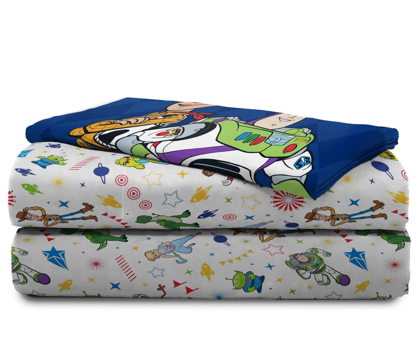 Jay Franco Disney Toy Story Kids Twin Sheet Set 3 Piece - Super Soft Microfiber Bedding, Reversible, Deep Pocket, Fade Resistant, Machine Washable, Woody Buzz Lightyear (Official Disney Product)