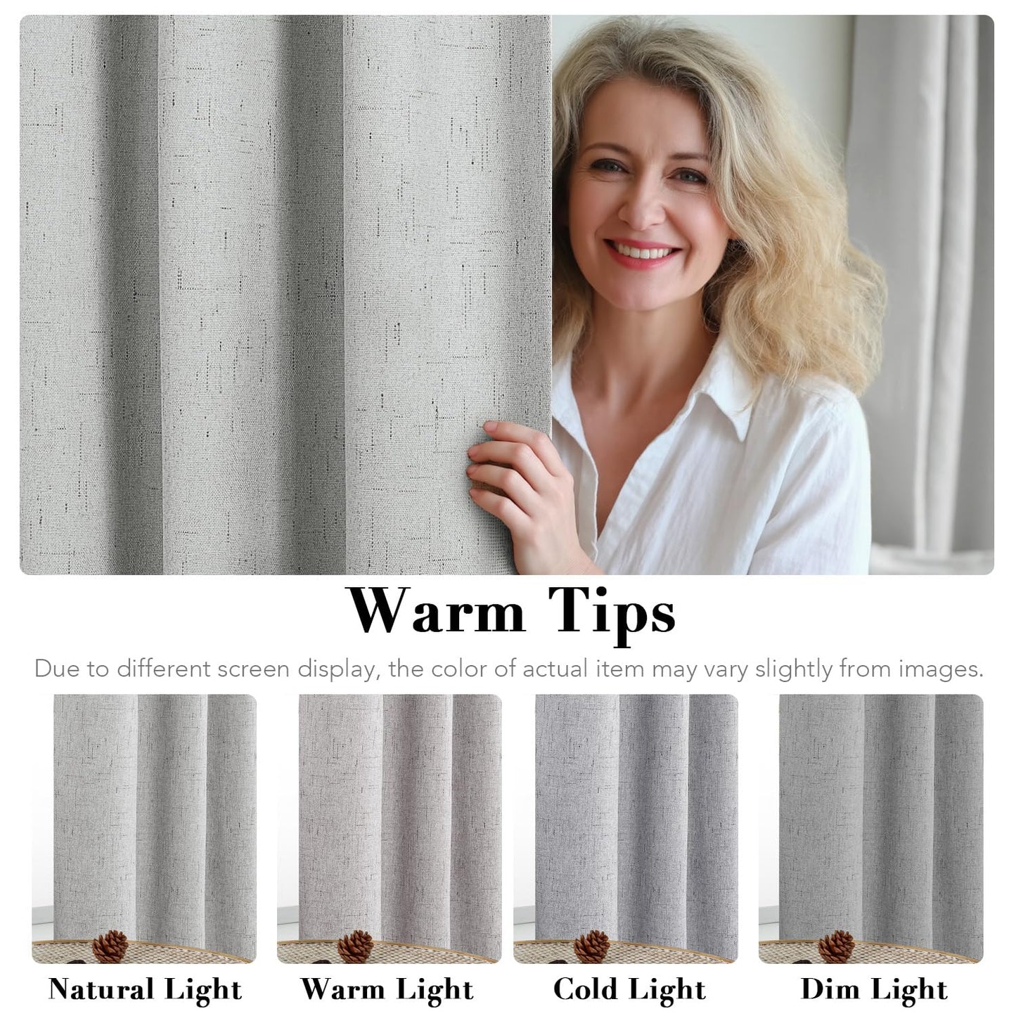 H.VERSAILTEX 100% Blackout Curtains for Bedroom, Thermal Insulated Linen Textured Curtains Heat and Full Light Blocking Drapes Living Room Curtains 2 Panel Sets, Glacier Gray, 52x84 Inch