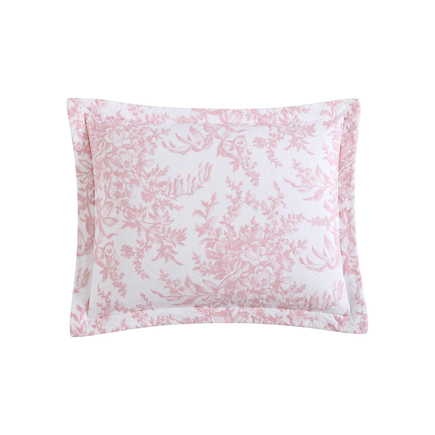 Laura Ashley - Twin Quilt Set, 100% Cotton Cover with Cotton Blend Fill, Prewashed for Softness, Reversible Floral Bedding with Matching Sham (Pink)