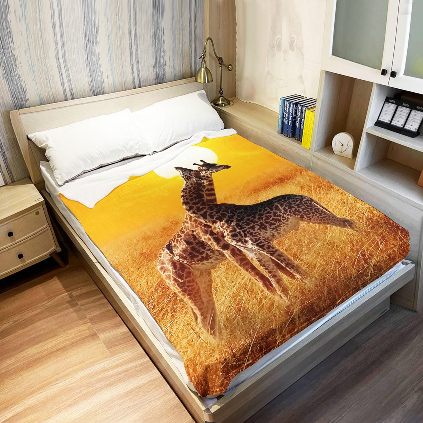 Rstick Giraffes Blanket African Animals Fleece Blanket Soft Fuzzy Plush Throw Blankets for Couch Bed 60"x80"