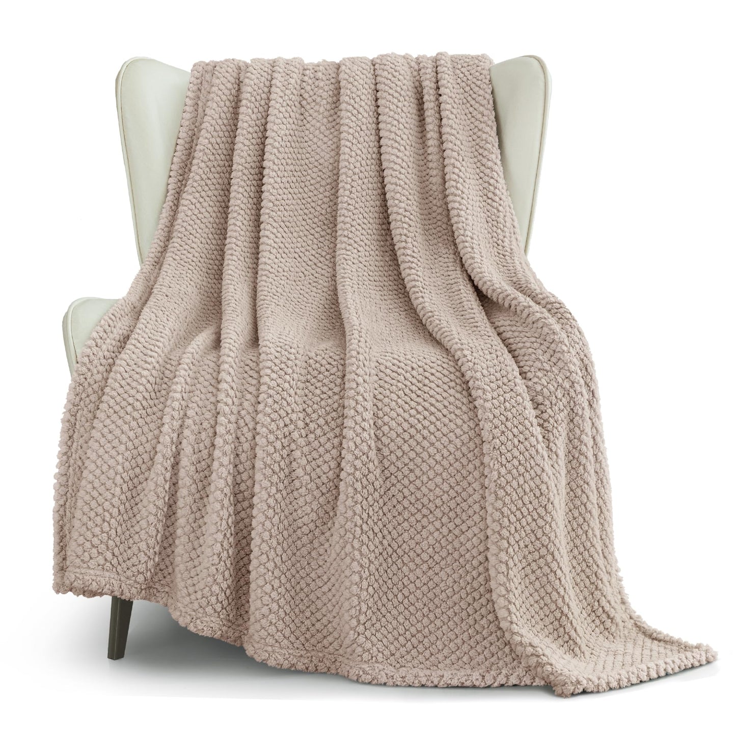 Whale Flotilla Extra Large Fuzzy Fleece Throw Blanket for Couch, 50x70 Inch Fluffy Soft Jacquard Blankets for All Season, Lightweight and Cozy, Camel