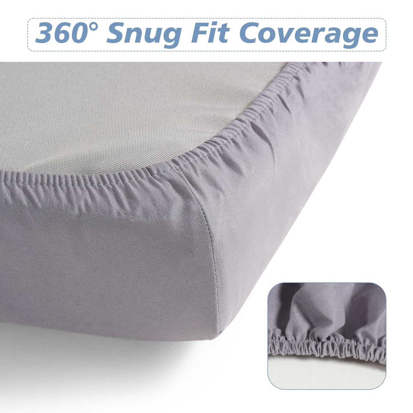URZGU Cot Sheets 31" x 75", 4 Piece Cot Sheet Set, Fitted for Narrow Twin Mattress/RVs Bunk/Camper Bunks/Guest/Army Cots, Soft & Breathable Camper Bedding Set, Gray