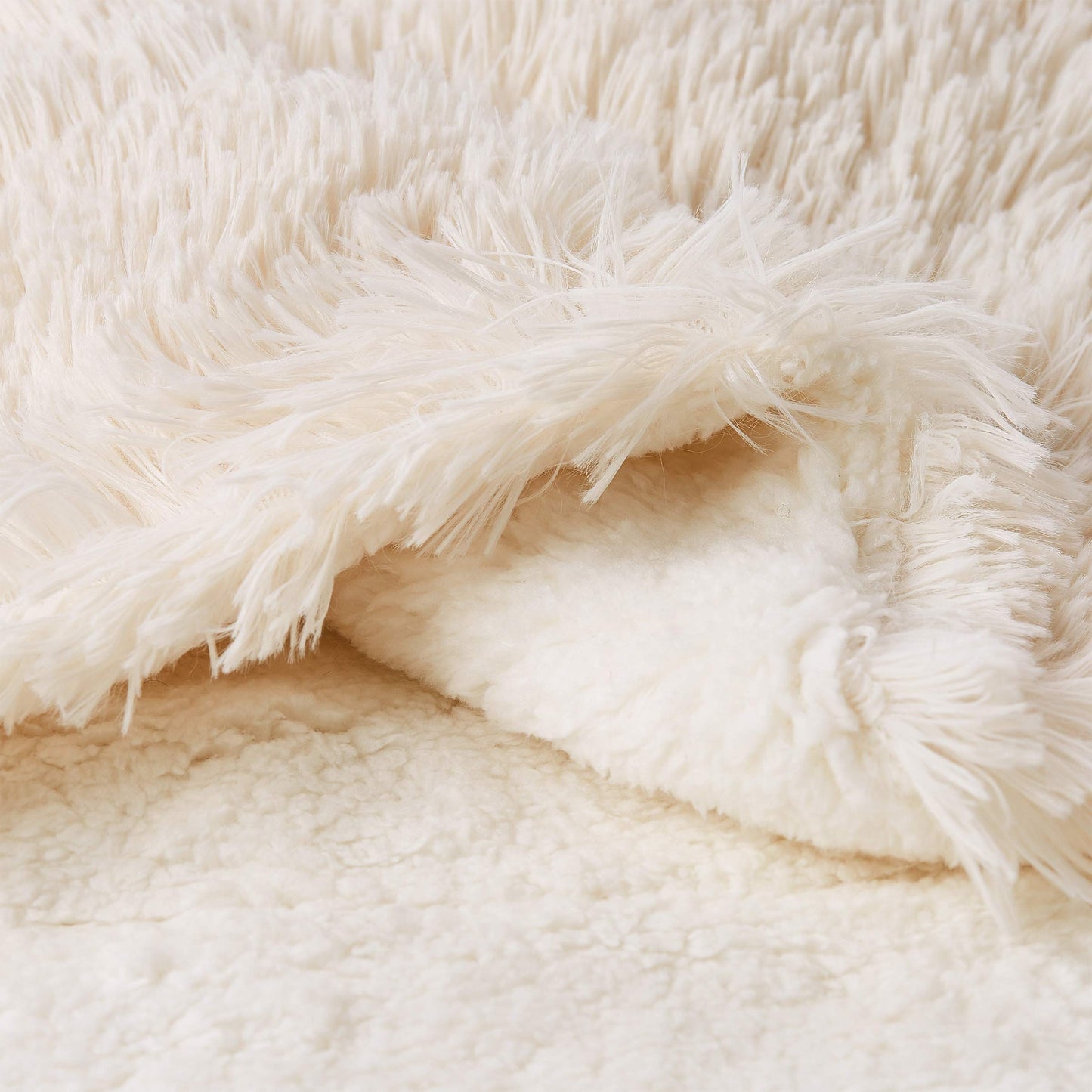 Throw Blanket for the Couch - Luxurious, Soft Faux Fur Fluffy Comforter - Hypoallergenic, Long Pile Blanket with Sherpa Back by Bedford Home (White)