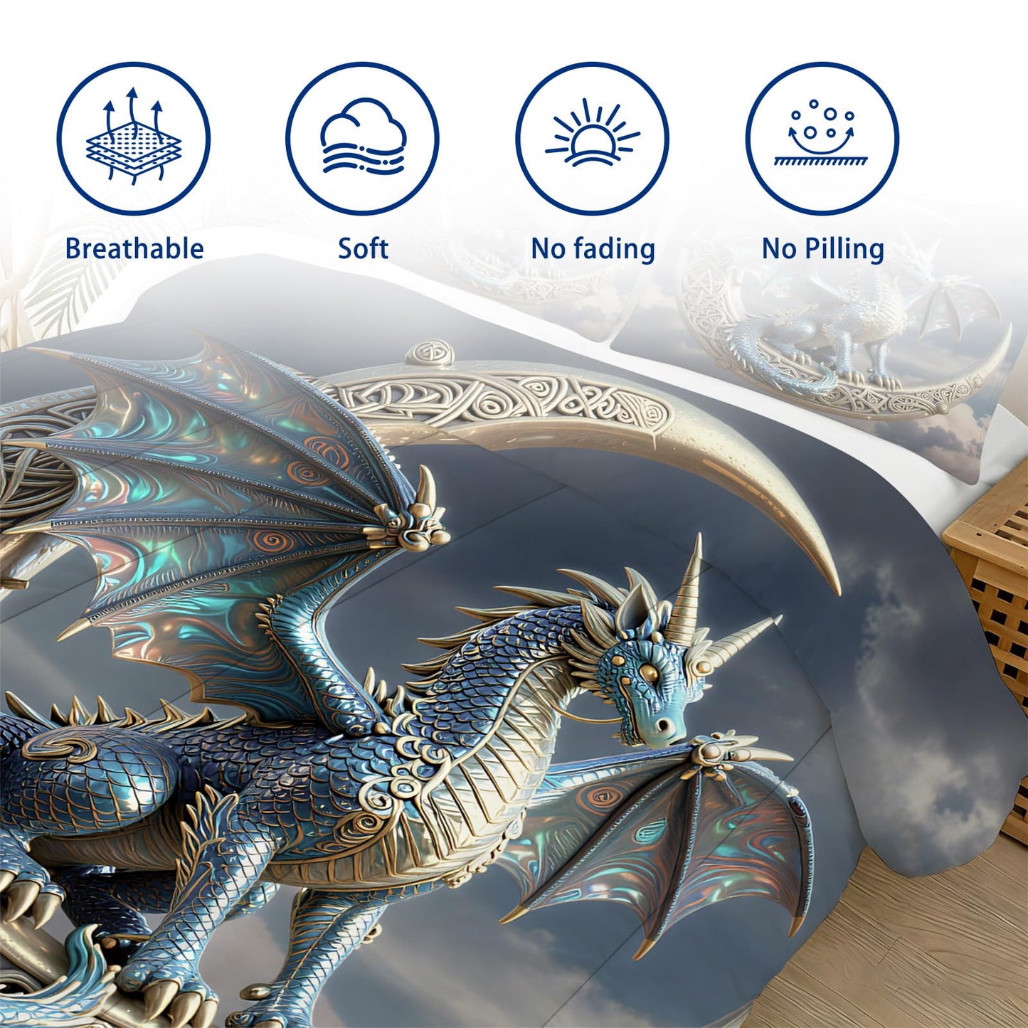 CERYUEE Dragon Comforter Set Twin Size 3D Dinosaur Bedding Set Pterosaur Quilt Bed Sets for Kids Boys Teens Bedroom Decor 1 Comforter+ 1 Pillowcase