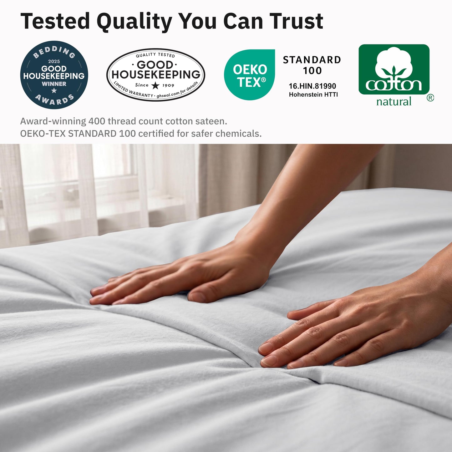 California Design Den Full/Queen Bed Duvet Cover Only - 400 Thread Count, 100% Cotton Sateen, Soft Duvet Cover Queen Size Cotton, Button Closures, Corner Ties, Durable Bedding - Silver