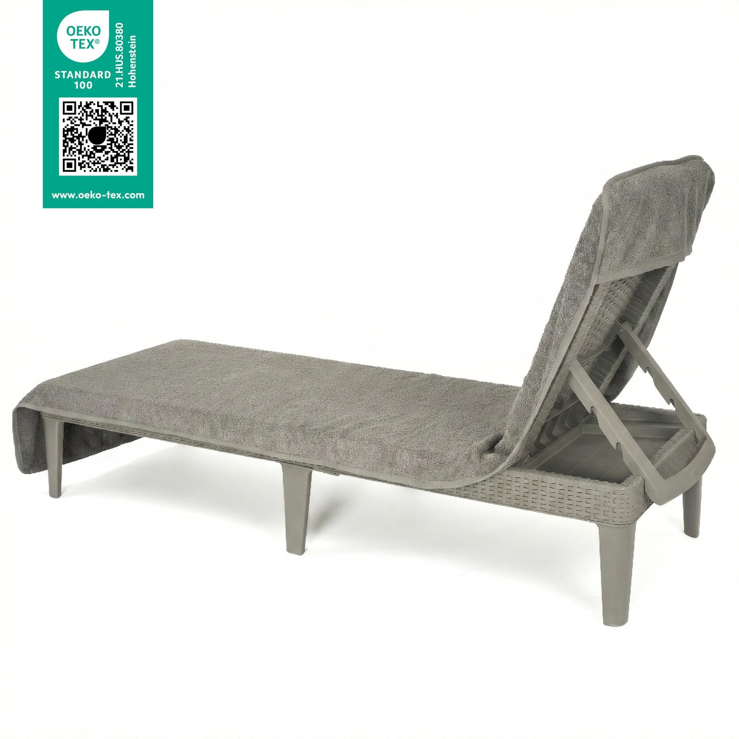 American Soft Linen 2 PACKED Chaise Lounge Covers with Pocket, 86"x32" Oversized Beach Pool Lounge Chair Towels (Gray Chair Towel, 2 PIECE)