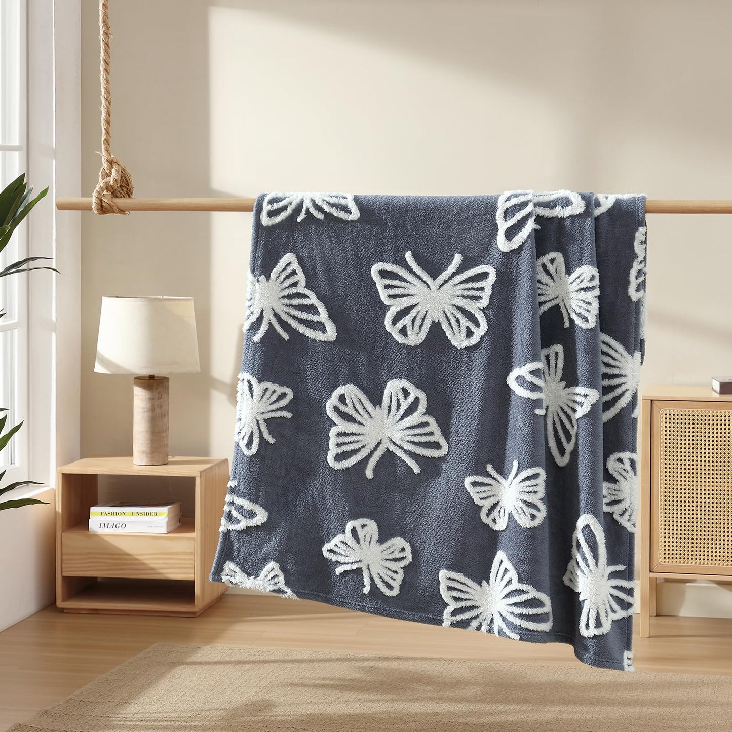 ClevaHome Super Soft Butterfly Pattern Throw Blanket - Ultra Cozy Warmth, Plush Fleece for All Seasons, Decorative and Comfortable, 108x90 inches