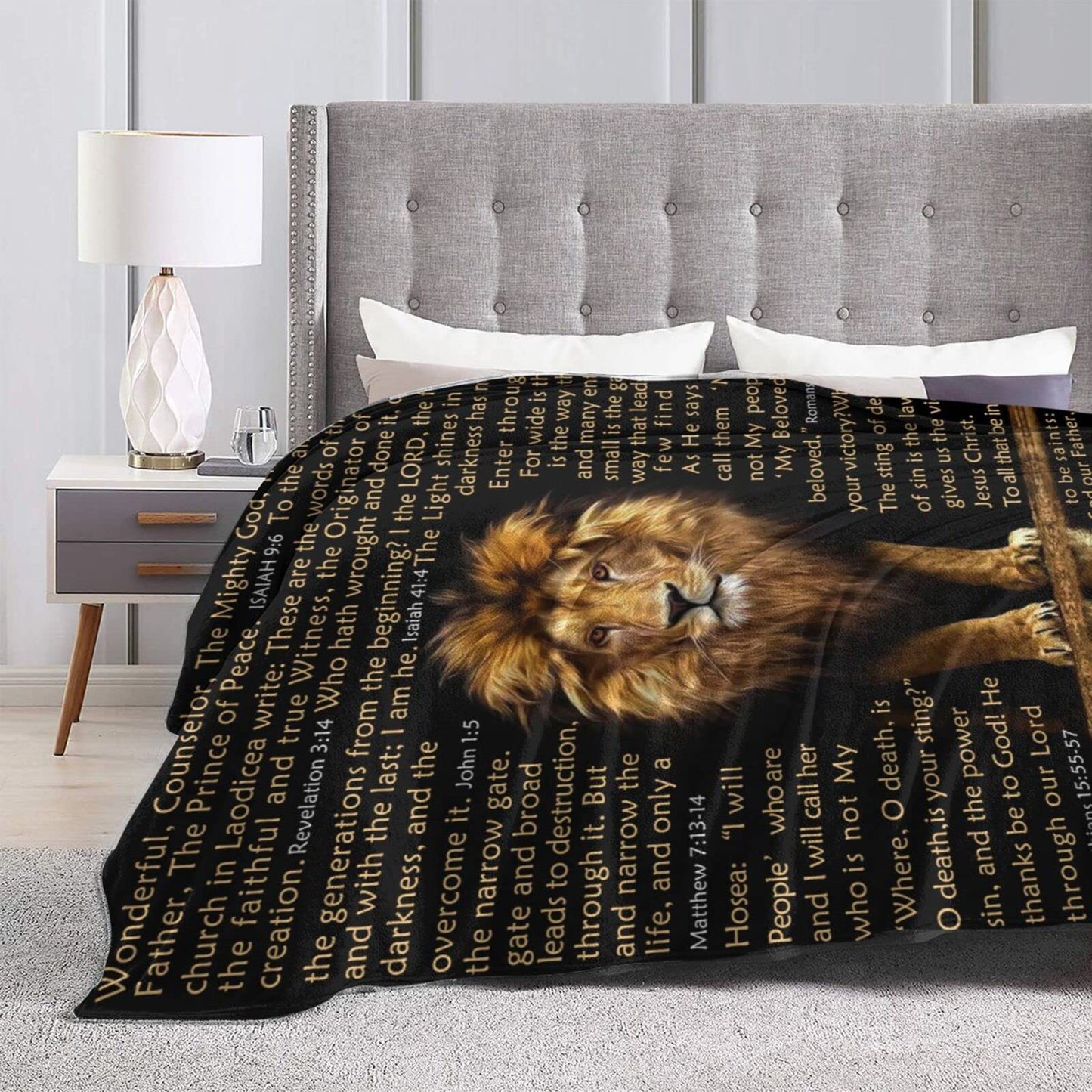 BUUGVIIL Bible Verse Blanket Christian Gifts Lion Prayer Religious Throw Blanket for Men Women Pastor Couch Sofa Bed to Keep Warm 60"x50"