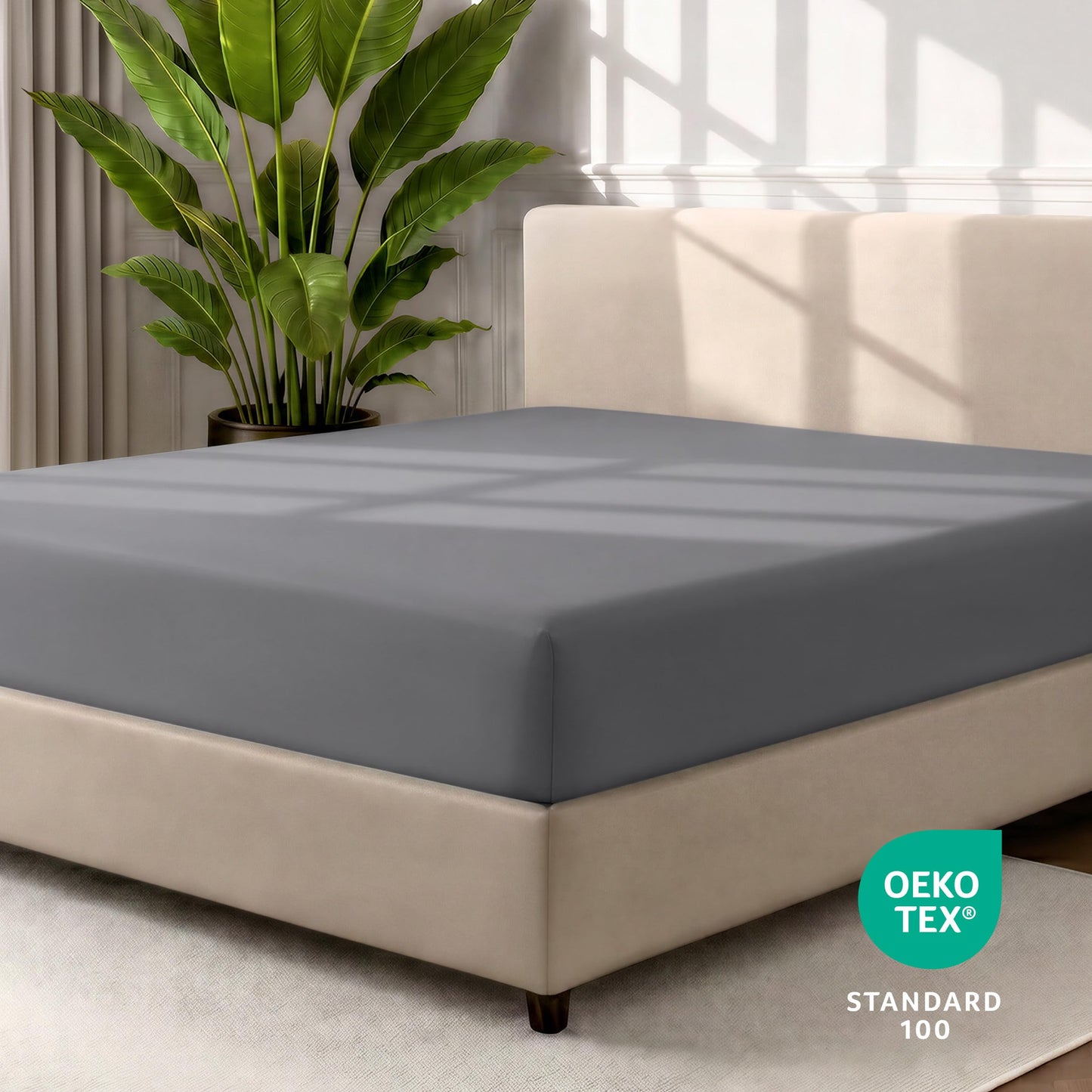 Bare Home 2-Pack Fitted Bottom Sheets Queen - Premium 1800 Ultra-Soft Wrinkle Resistant Microfiber - Deep Pocket (Queen, Grey)