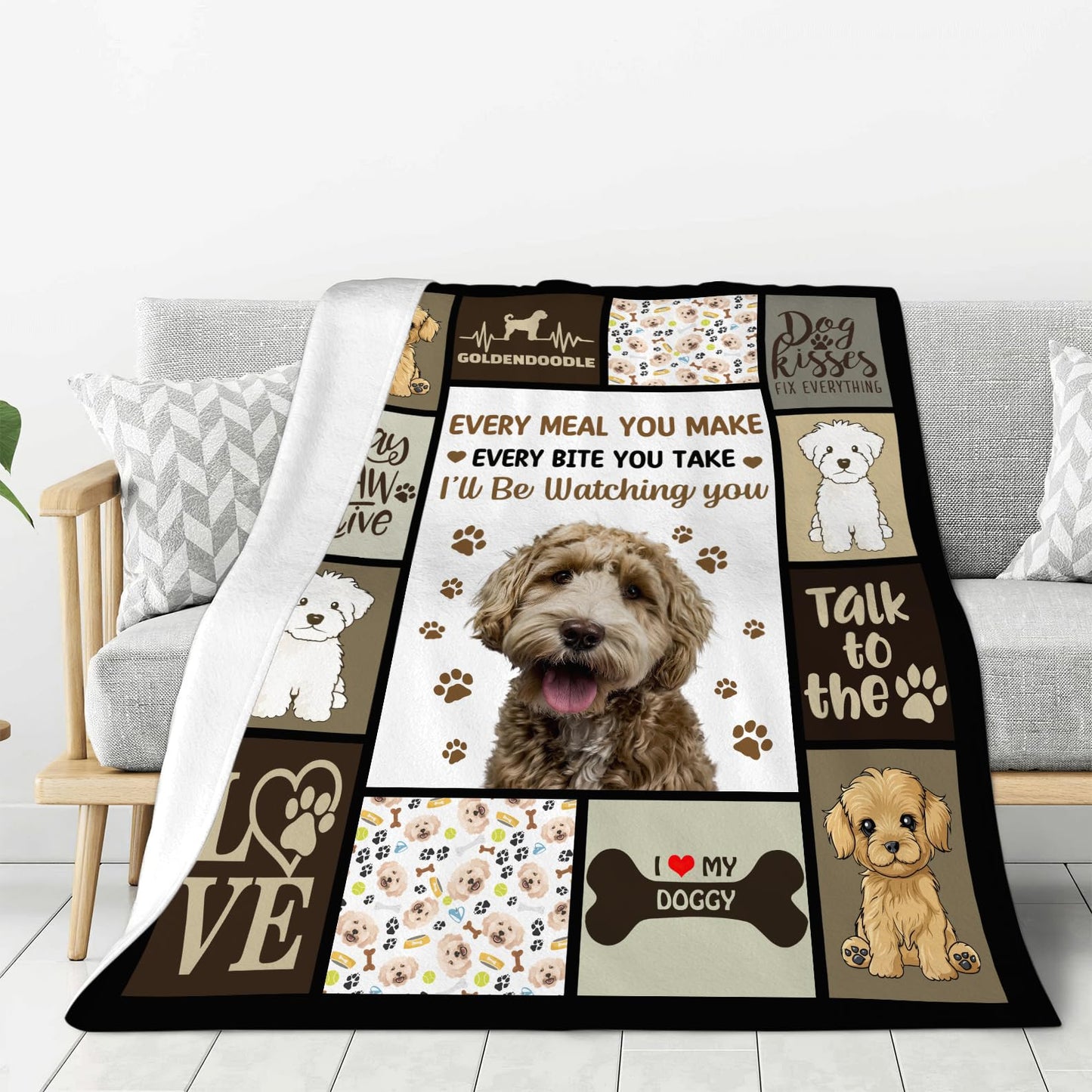 Goldendoodle Gifts Dog Throw Blanket Soft Fleece Flannel Bedding Golden Doodle Gifts for Owner Women Girls Lovers Adults Boys Girls Stuff Plush for Couch Sofa Bed Room Decor 40"X50"