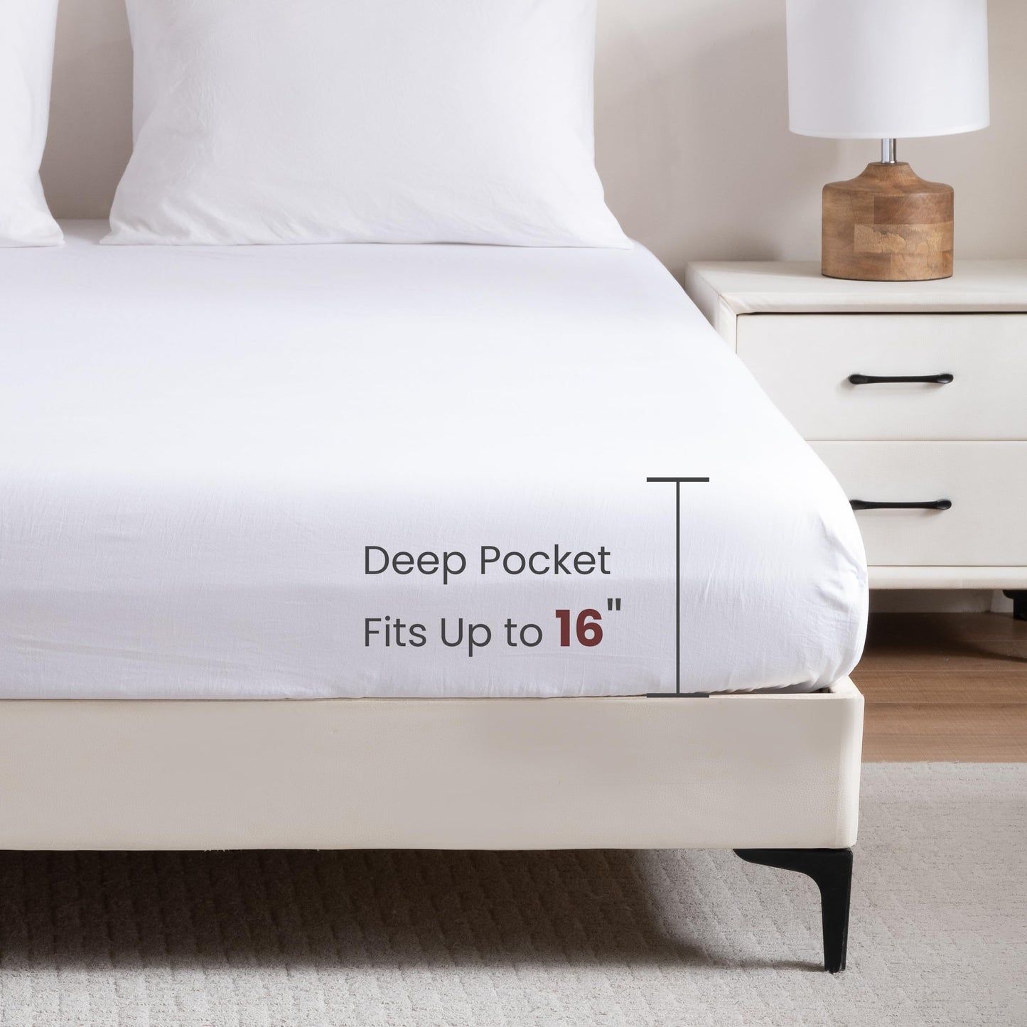 3 Piece Washed Ultra Soft Twin Bed Sheet Set,16inches Deep Pocket White Fitted Sheet Twin Size & Flat Sheet & Pillowcase, Prewashed Brushed Microfiber - Breathable, Fade Resistant,Easy Care