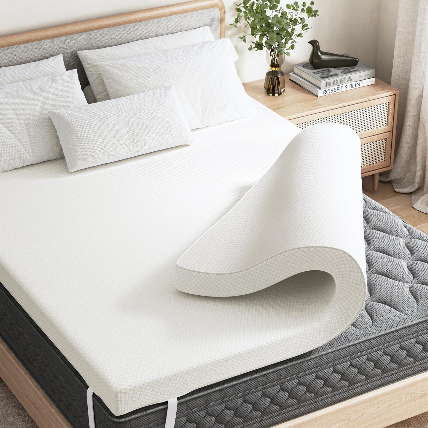 NEWBULIG 2 Inch Memory Foam Mattress Topper, a Supportive Memory Foam Pad with a Removable & Washable Cover, and a Non-Slip Ventilated Design for Full Beds