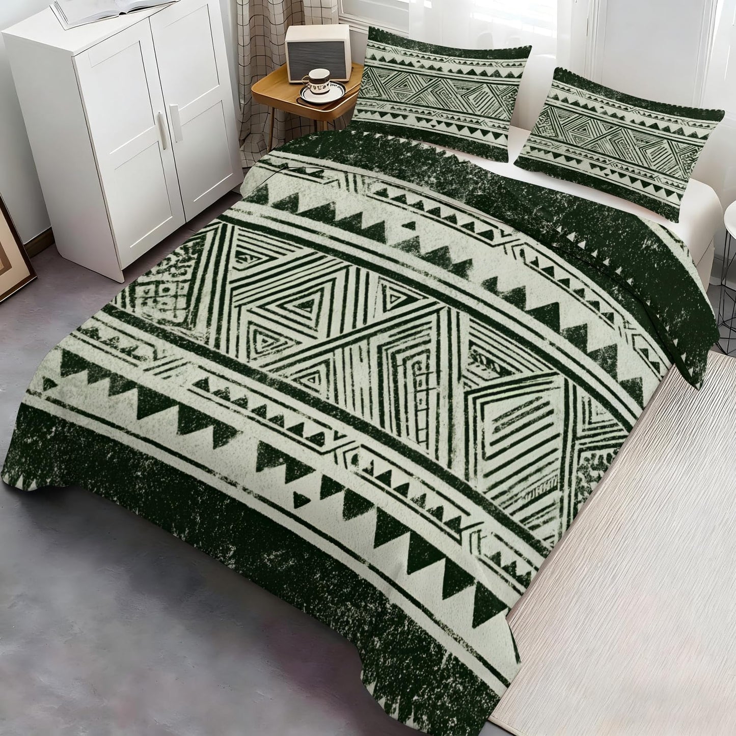 ZAOMIR Boho Aztec Duvet Cover Twin Size, Bohemian Exotic Southwestern Bedding Set 3 Piece, Geometric Striped Patterned Comforter Cover with Zipper Soft Microfiber, 2 Pillowcases