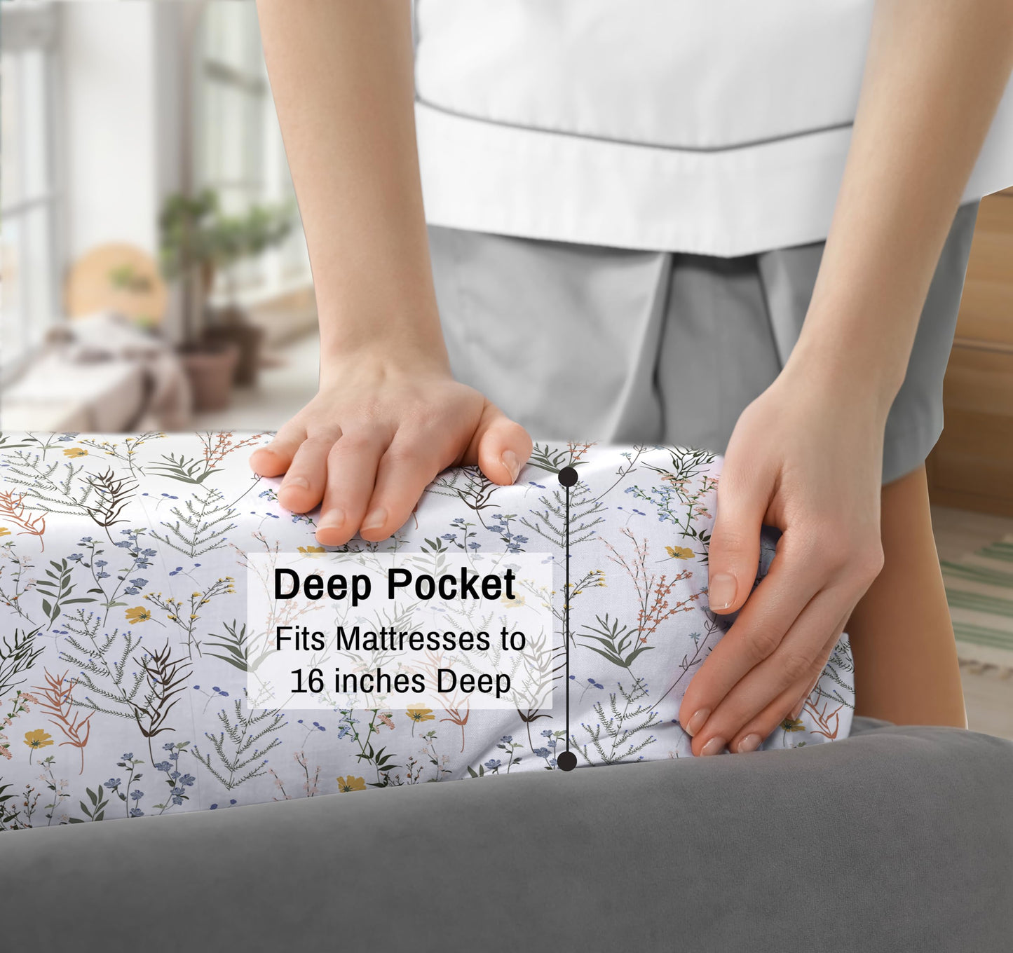 RUVANTI 100% Cotton Percale Sheets Queen Size, Aroma