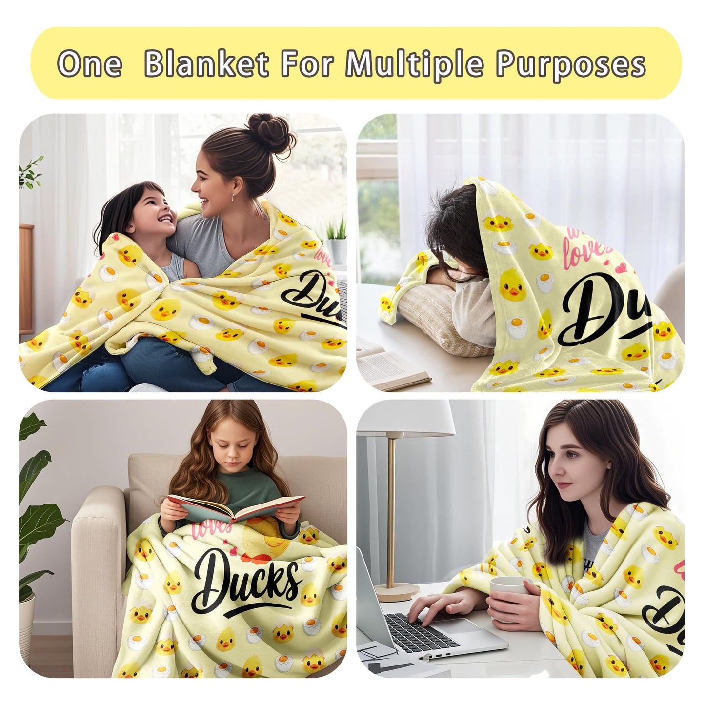 Duck Blanket Gifts for Duck Lovers Soft Flannel Ducks Throw Blanket Room Decor Merch Stuff for Girl Women 50"X40"