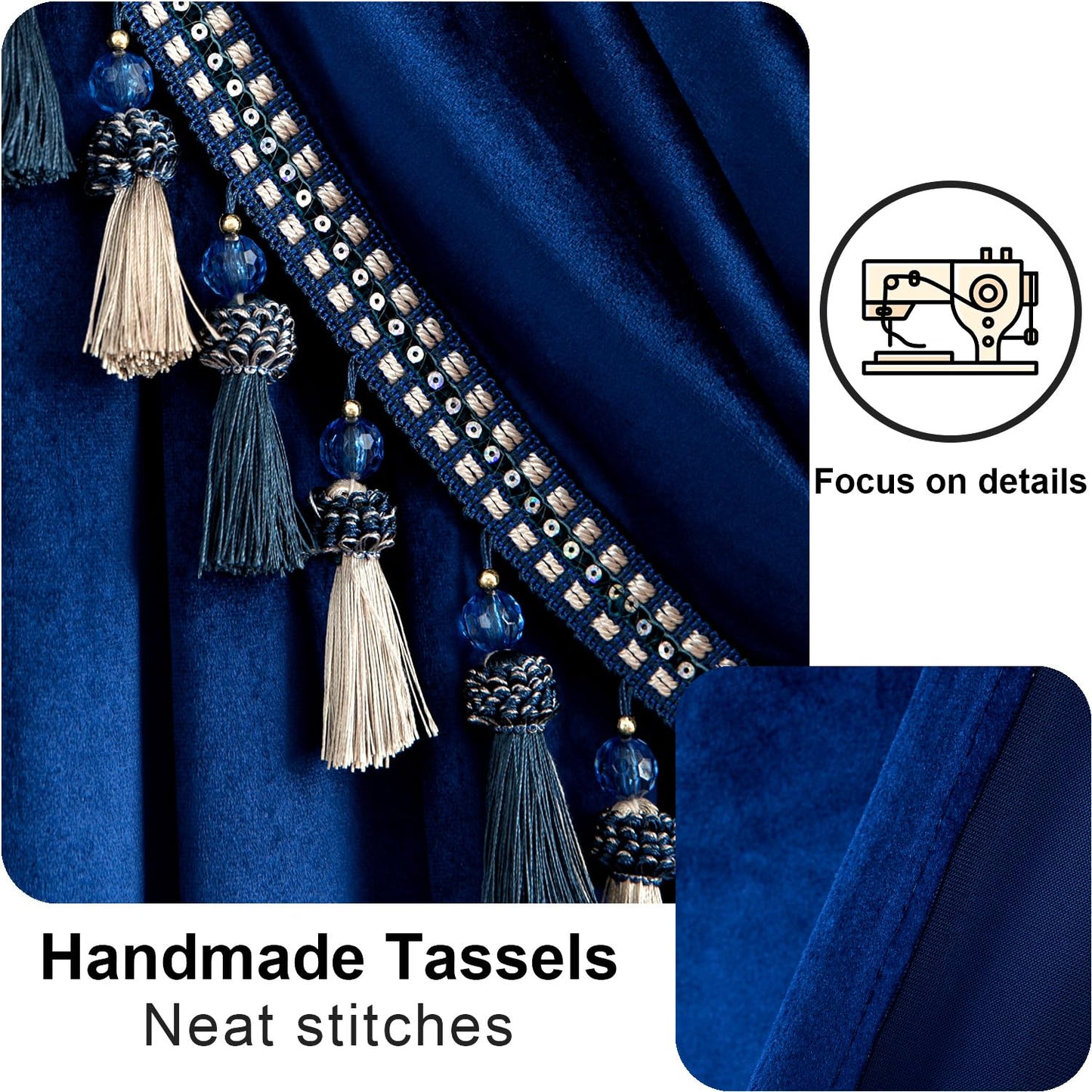 VOGOL Blue Velvet Waterfall Valance, Decorative Swag Curtains for Living Room & Guest Room Windows, 59 Inch Wide Rod Pocket, 1 Panel