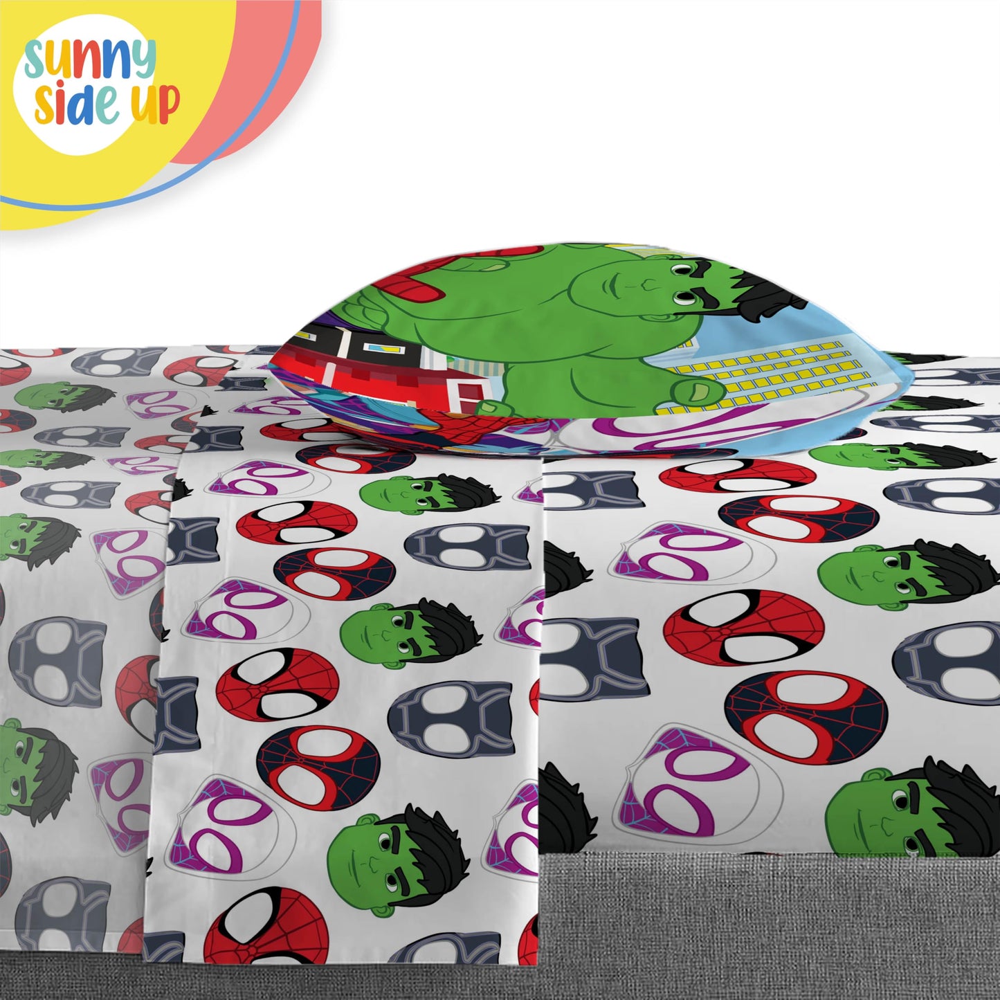 Sunny Side Up Marvel Spidey & His Amazing Friends Twin Comforter Set - 5 Piece Kids Bedding Includes Comforter, Sheets & Pillow Cover - Super Soft Superheroes Microfiber Bed Set