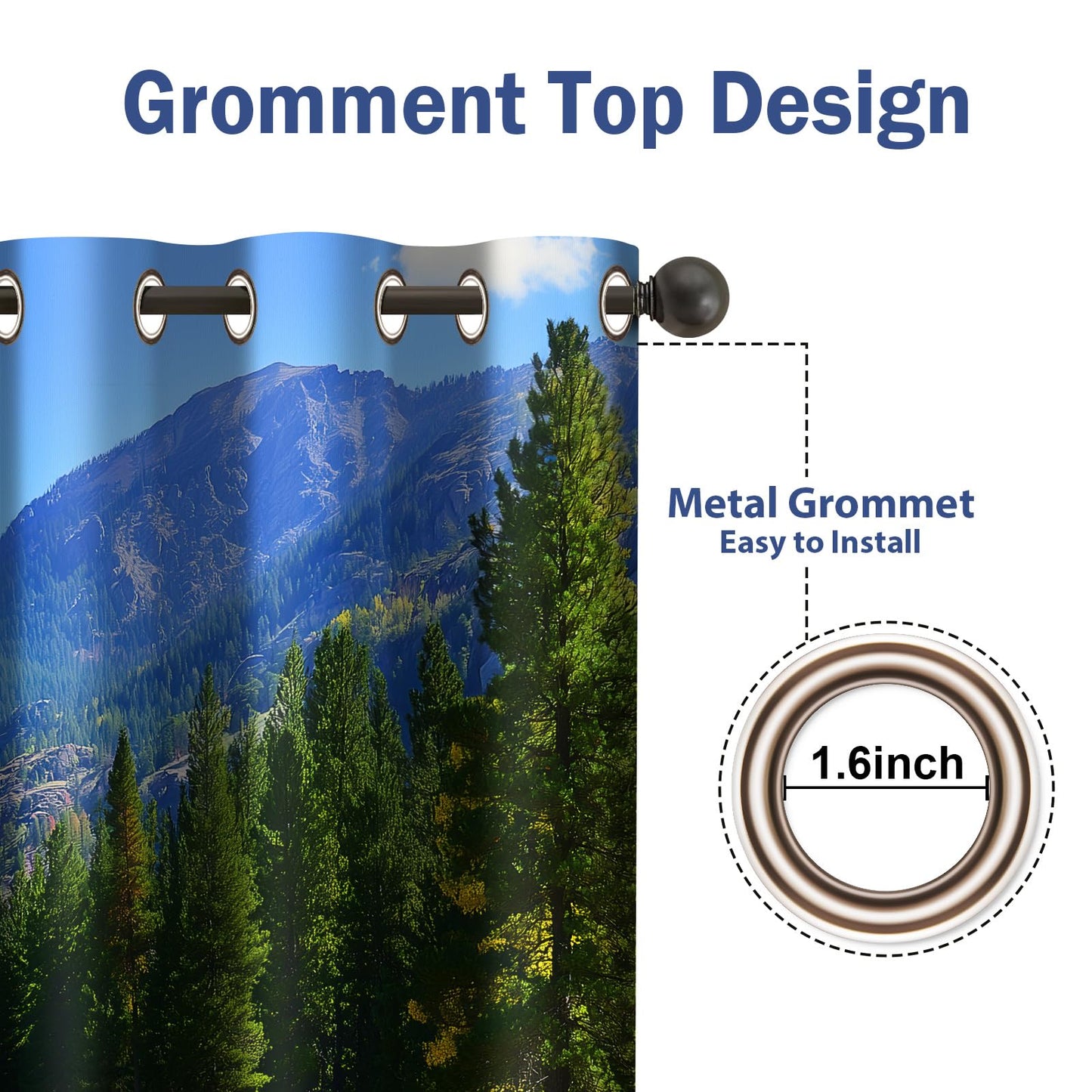 Jekeno Mountain River Curtains Jungle Forest for Bedroom Living Room Decor Nature Tree Blackout Curtain Grommet Window Drapes Landscape Wild Wilderness Scenic 2 Panel Set (52x84 Inch)