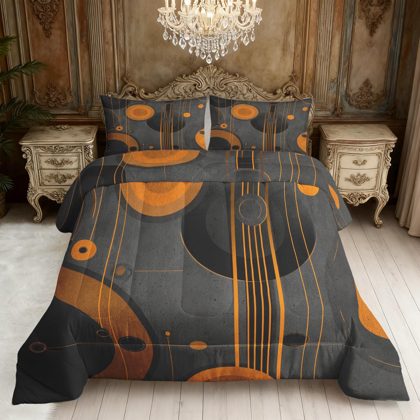 ZDABAOEC Mid Century Queen Comforter Set 3 Piece, 2 Pillow Shams, Modern Abstract Geometric Reversible Down Alternative All Season Bedding, Soft Microfiber, Mid Century Bedroom Decor