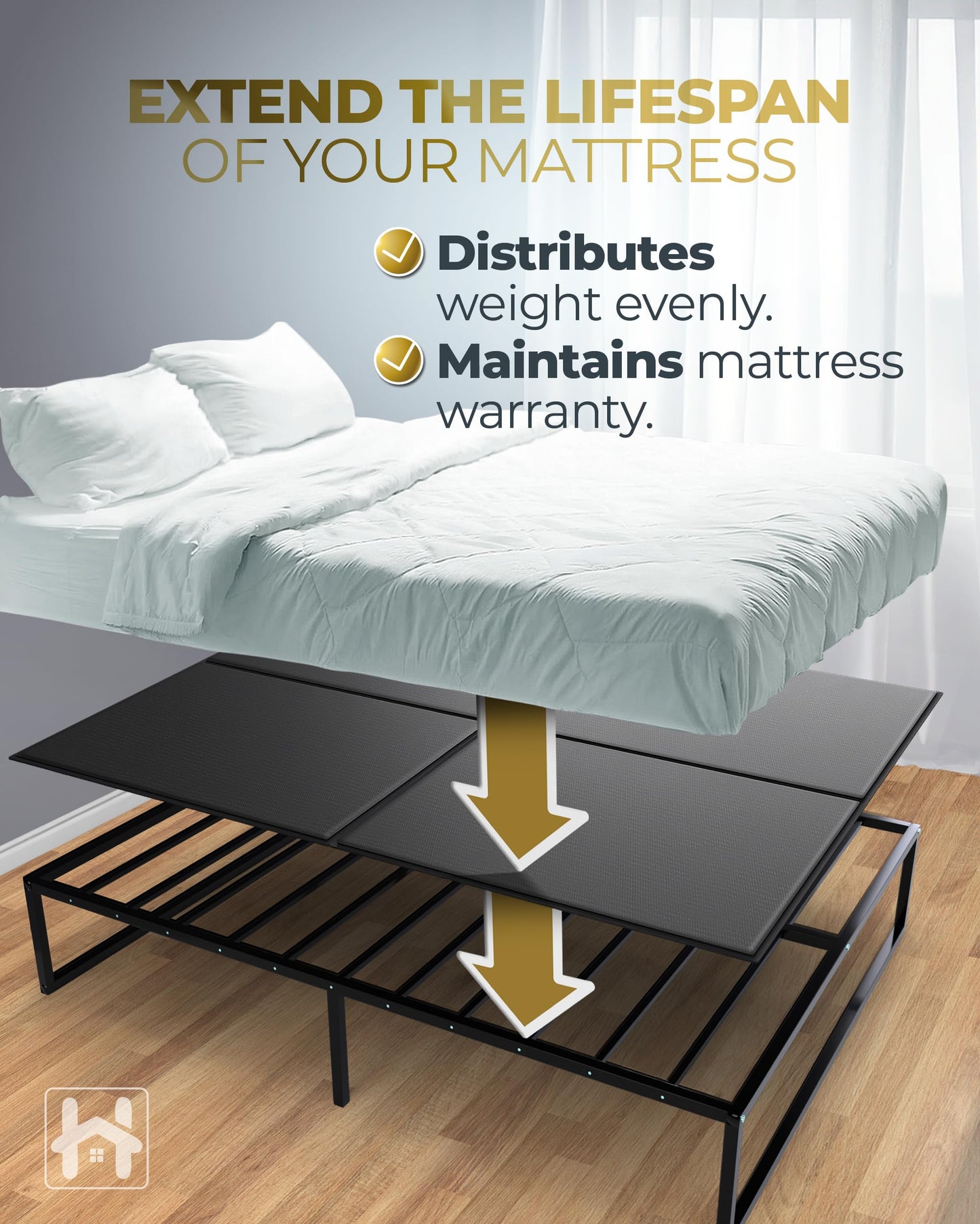 Golden Home Essentials Premium 10mm Full Size Bunkie Board (54" x 75") – Slim Low-Profile Mattress Support – Quiet, Moisture-Resistant, Lightweight Bed Board for Platform & Slatted Frames