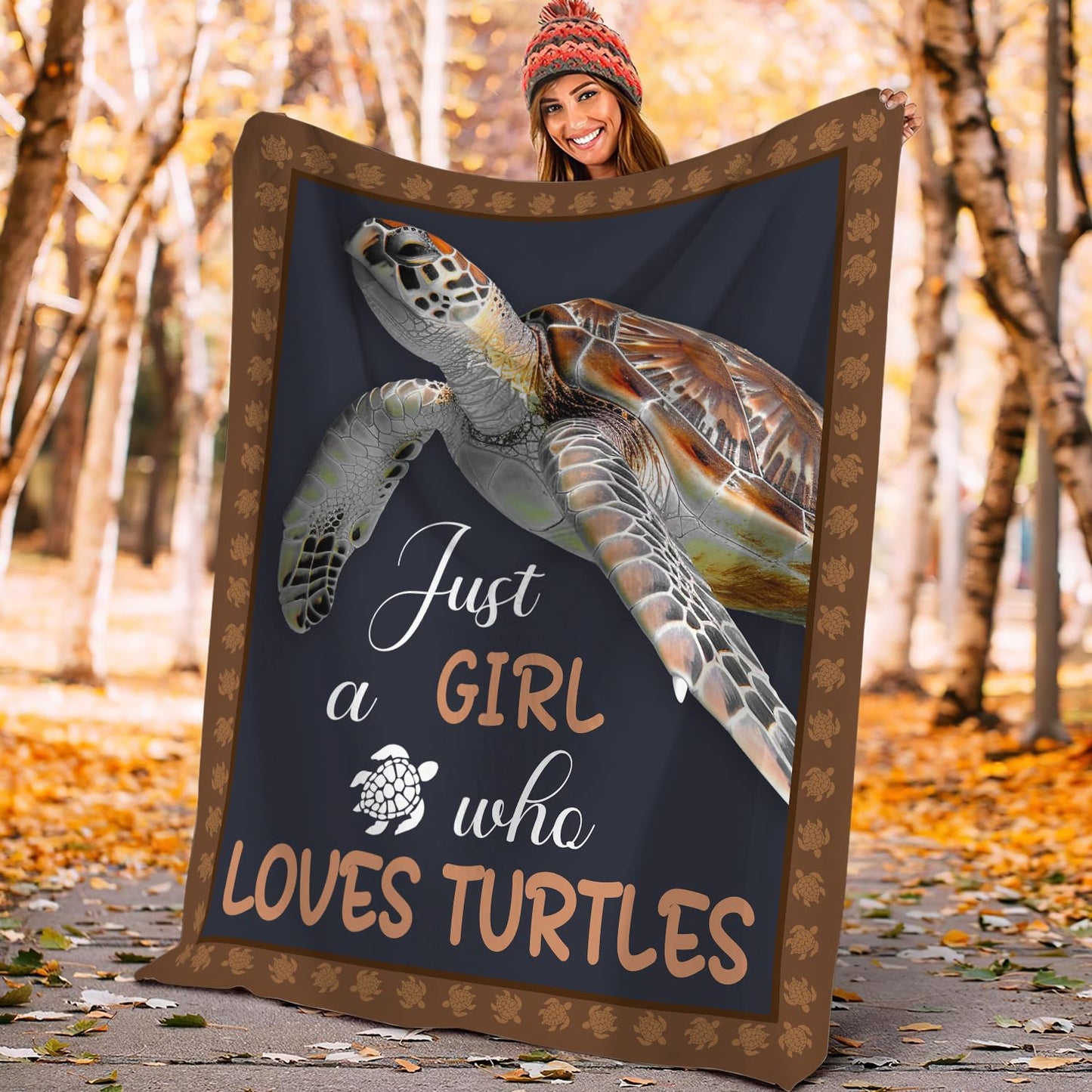 Sea Turtle Blanket Just A Girl Who Loves Turtles Throw Blanket Stuff Decor Merch Cozy Flannel Soft Warm Plush Lightweight Bedding Gifts for Girl Woman Sofa Bedding Couch 50"X40"