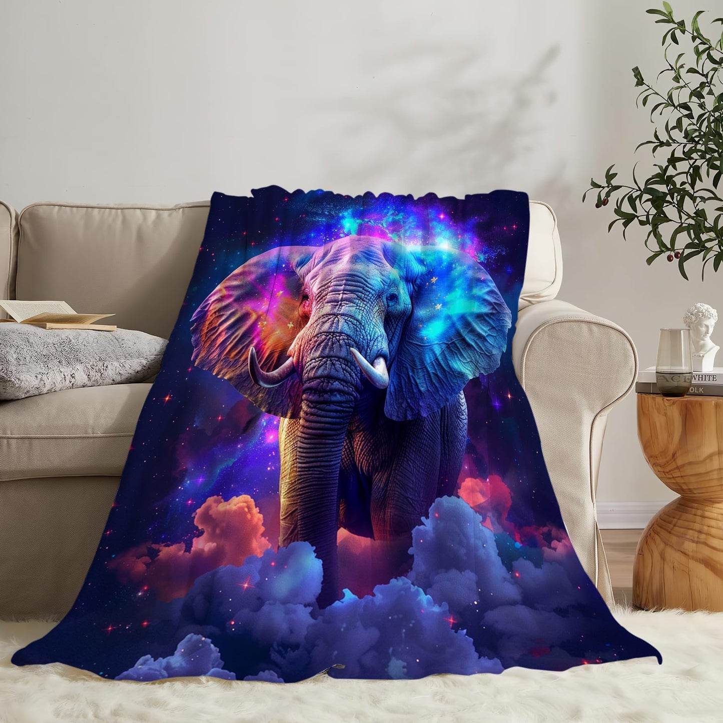 Fantasy Elephant Throw Blanket - Soft, Warm & Cozy Fleece for Couch, Sofa, Bed - 50"x40" - Animal Blanket for Girls, Boys, Women, Men, Kids, Adults