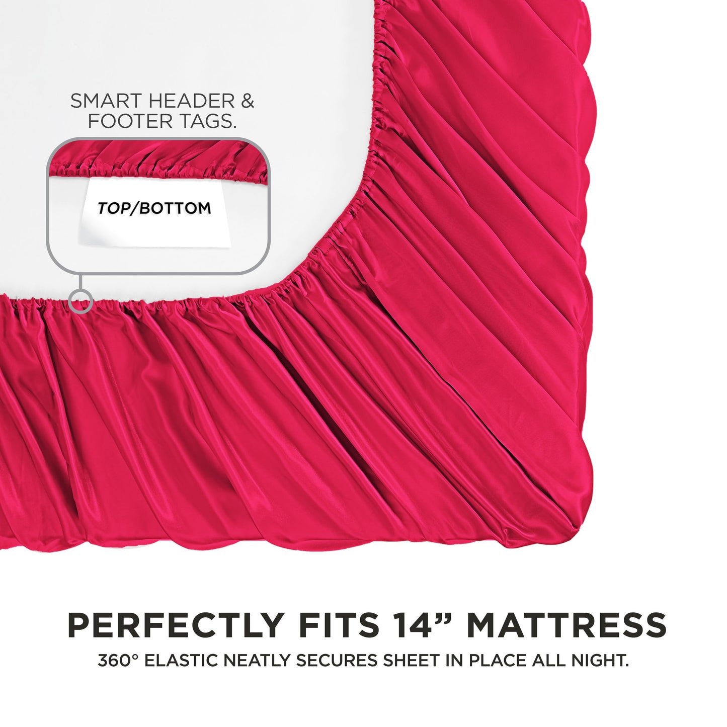 Juicy Couture Full Size Satin Bed Sheet Set, Deep Pocket Silky Full Sheet Set with 1 Fitted Sheet, 1 Flat Sheet, and 2 Pillow Case, Wrinkle Resistant and Anti Pilling Bed Sheets - Hot Pink