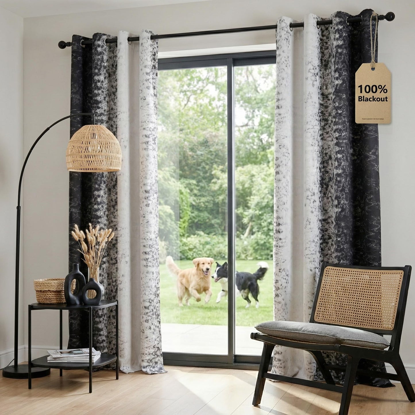 PONY DANCE Black and White Blackout Curtains 84 Inches Long for Living Room, Modern Thermal Insulated Window Drapes for Bedroom/Youth Dorm/Nursery, Ombre Gaming Curtains, 2 Panels Set, 52″W x 84″L