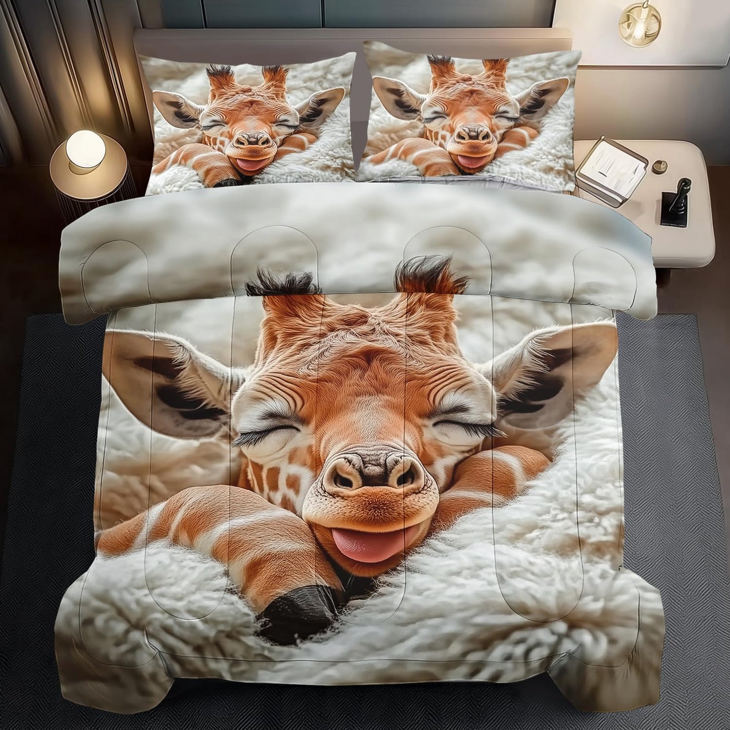 llyxsesty Cute Giraffe Comforter Set Twin Girls Animal Deer Bedding Set for Boys Africa Comforter Twin Quilt Africa Bedroom Decor Cute Animal Bedding Giraffe Home Decor Bedroom