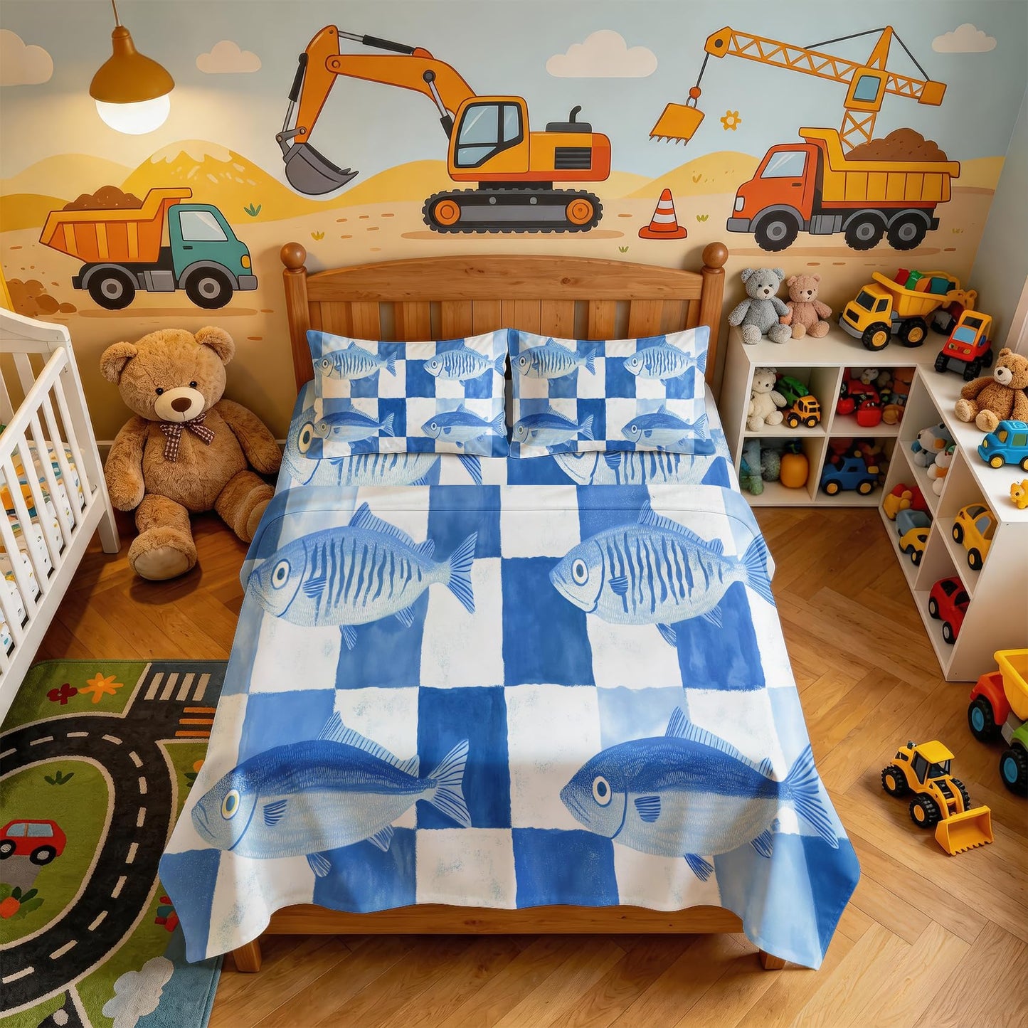 Fish Bedding Set 4 Pcs Kids Coastal Queen Sheets