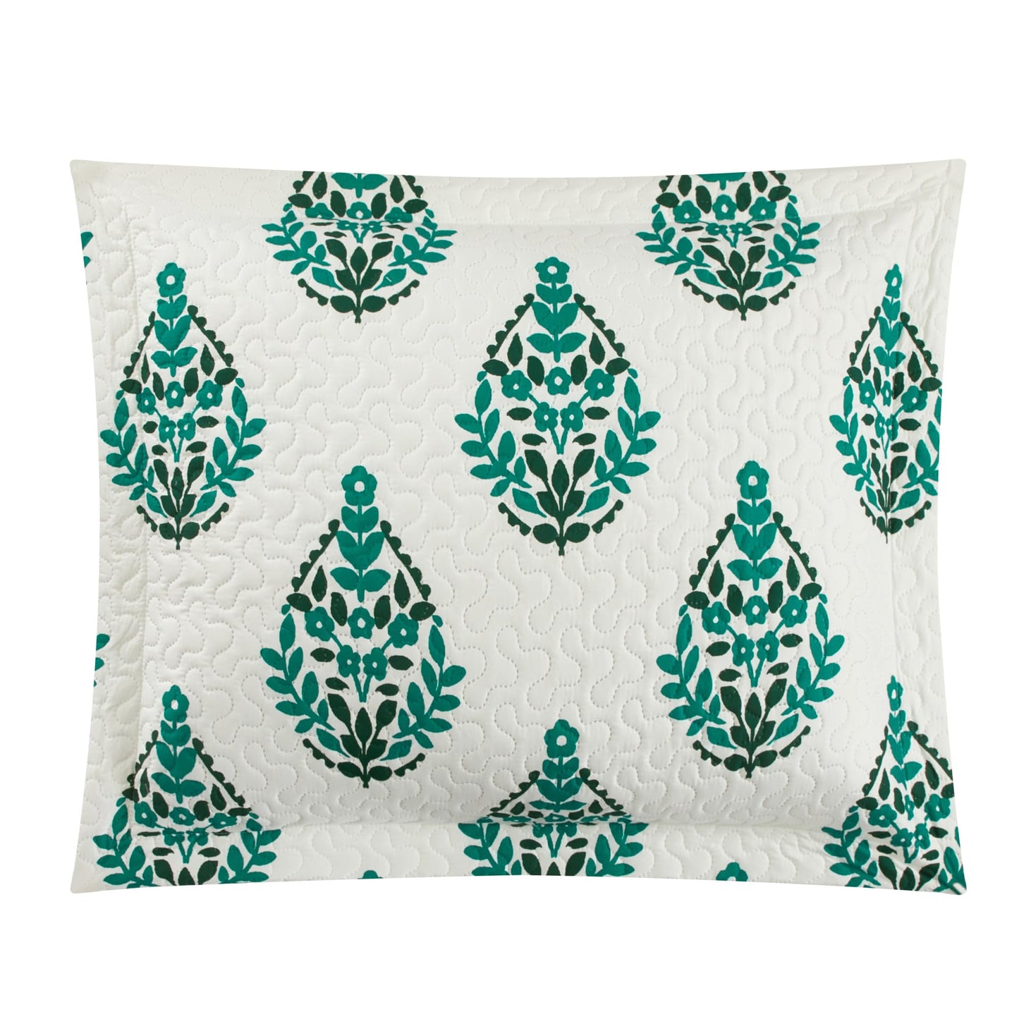 Chic Home Breana 3 Piece Quilt Set Floral Medallion Print Design Bedding - Pillow Shams Included, Queen, Green