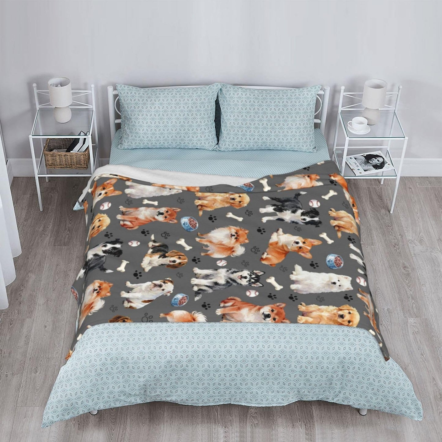Cute Puppy Dog Blanket 50"x40" Dogs Blankets Soft Cozy Throws Warm Lightweight Plush Fleece Throw Blanket for Kids Men Women Gift Bed Couch Sofa