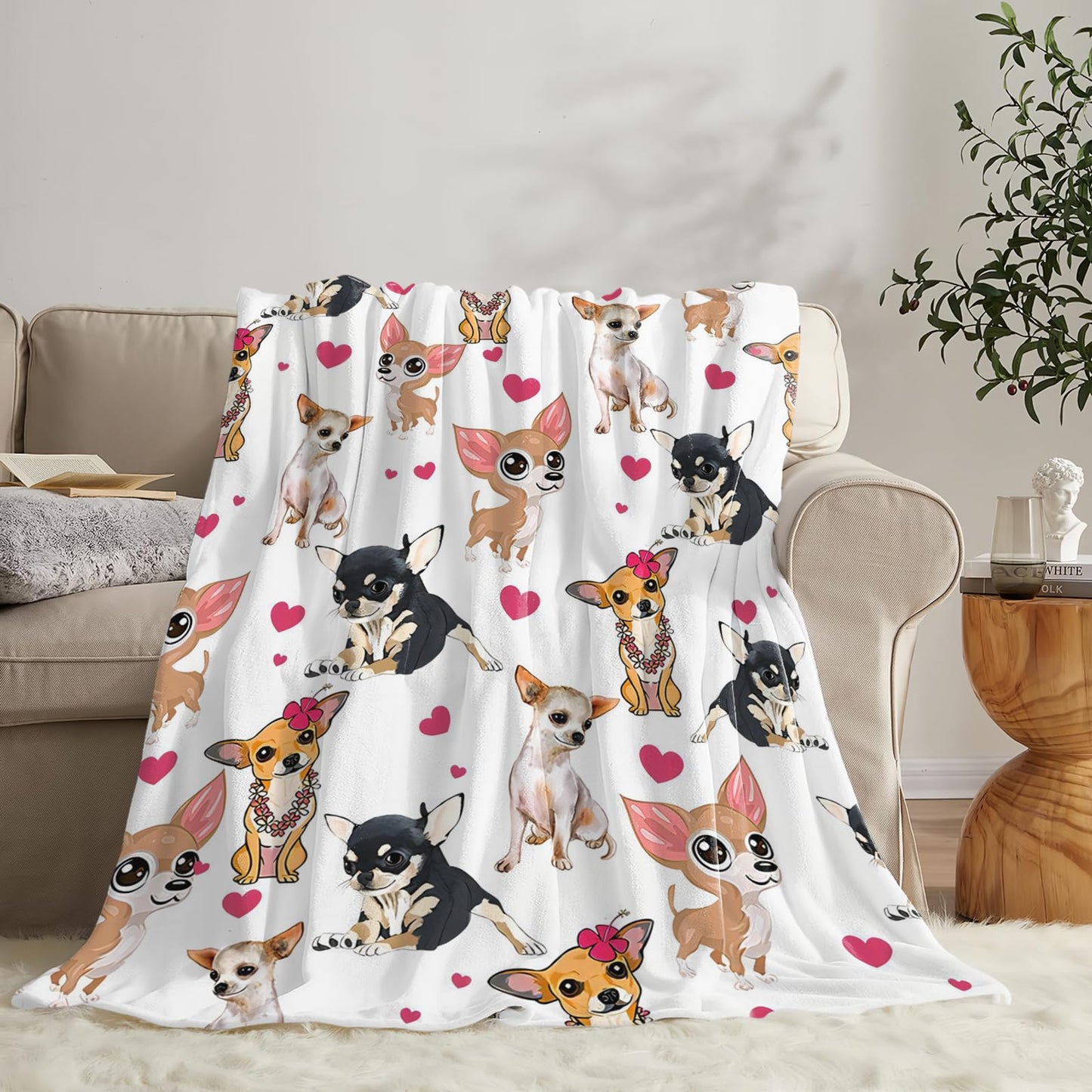 Tijuboni Chihuahua Throw Blanket Dog Gifts for Girls Boys Women Men Kids Adults Soft Flannel Fleece Blanket for Couch Sofa Bed Home Decor 40"x50"