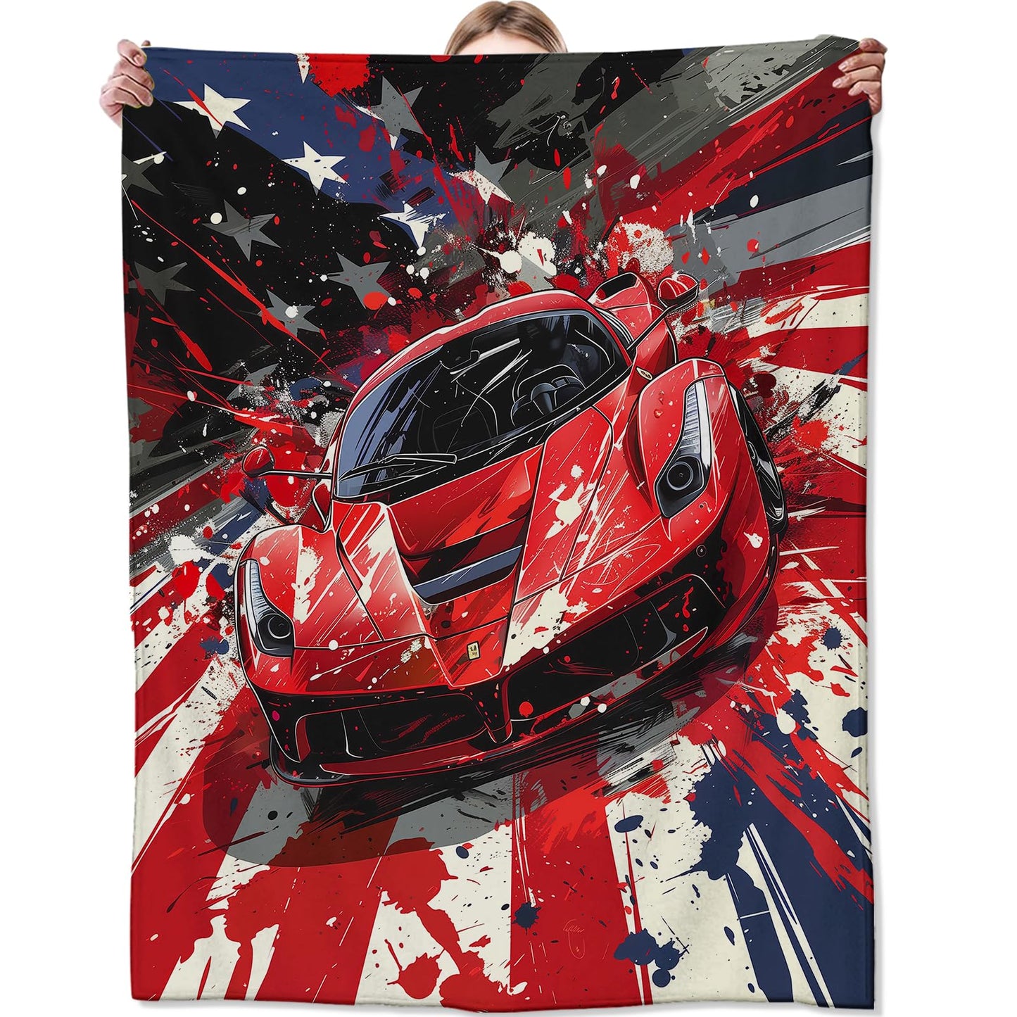 Race Car Blanket for Couch, Bed, Sofa - Soft Cozy Throw for All Seasons - Flannel Plush Lightweight Comfy Decor Gift for Adult Kids 50"60"