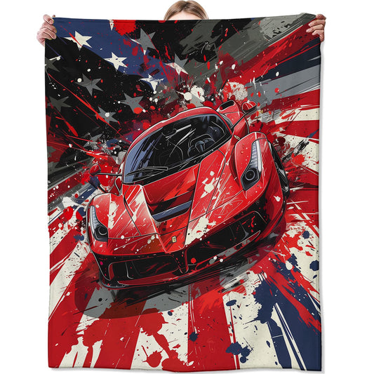 Race Car Blanket for Couch, Bed, Sofa - Soft Cozy Throw for All Seasons - Flannel Plush Lightweight Comfy Decor Gift for Adult Kids 50"60"