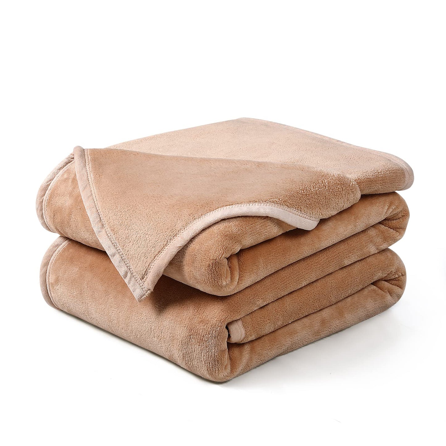 EASELAND Soft Blanket Warm Fuzzy Microplush Lightweight Thermal Fleece Blankets for Couch Bed Sofa,California King 102X108Inch,Camel